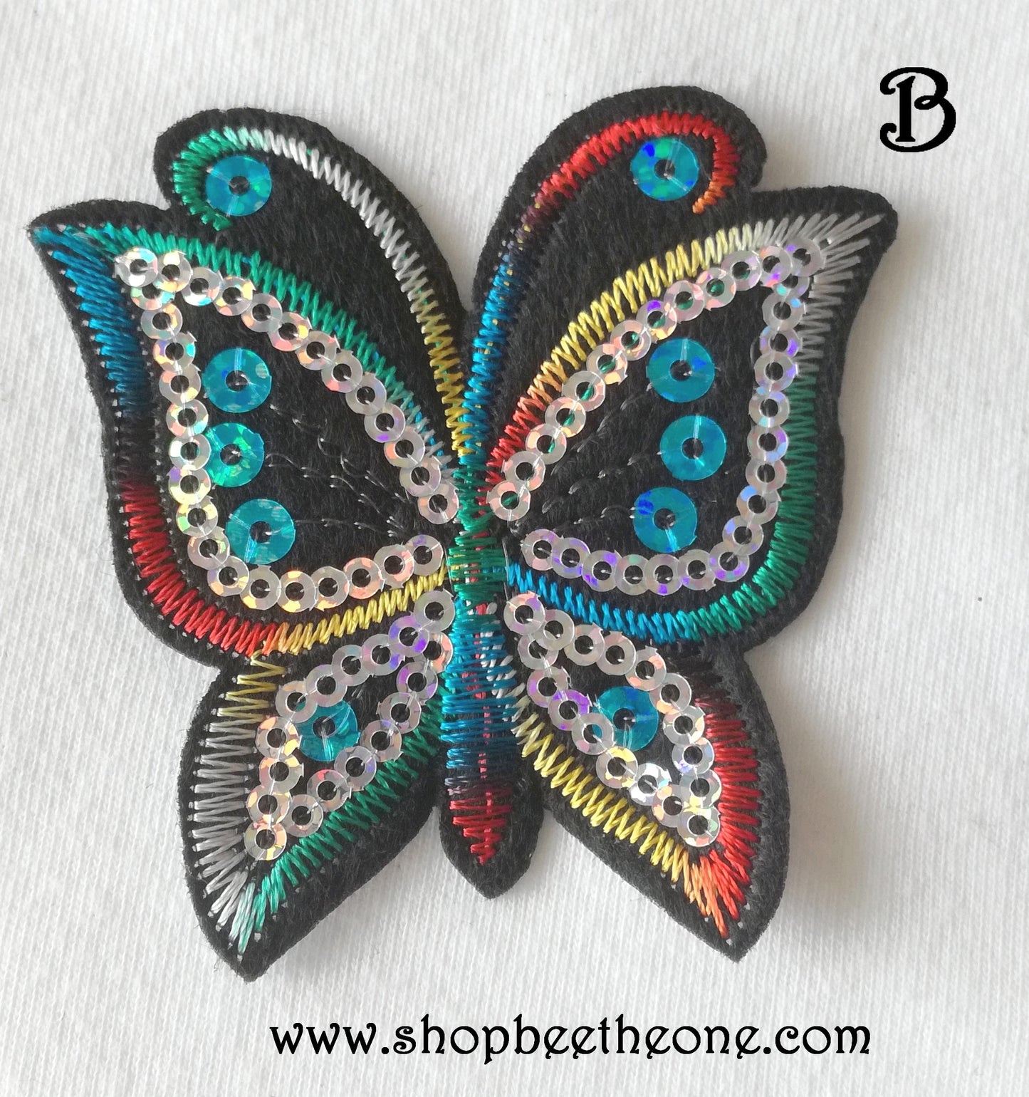 Applique écusson patch thermocollant Papillon colorés à sequins - 3 coloris