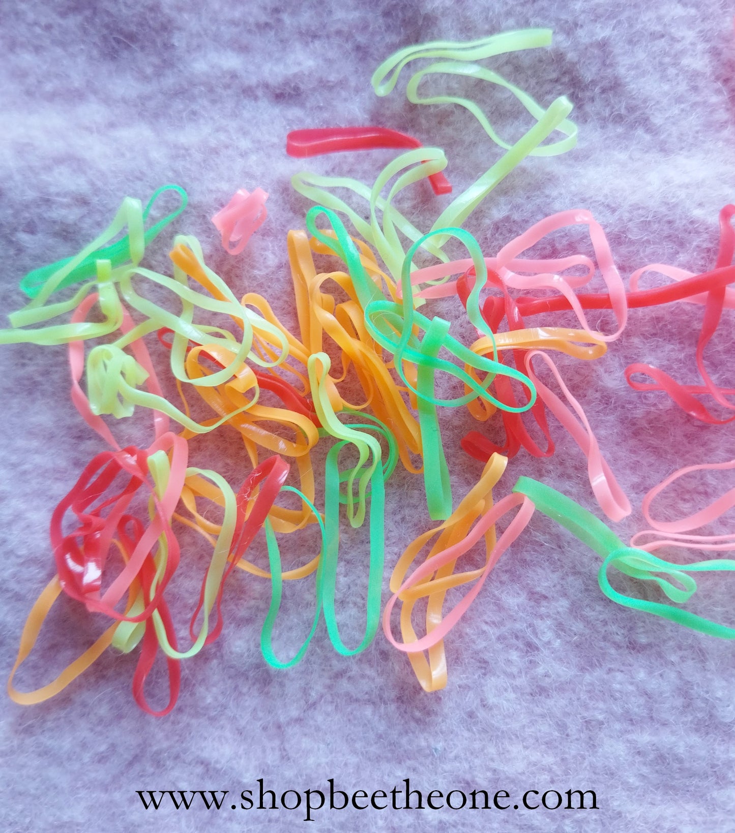 Lot de 15 Elastiques fins en caoutchouc, pour cheveux - 5 couleurs fluo au choix