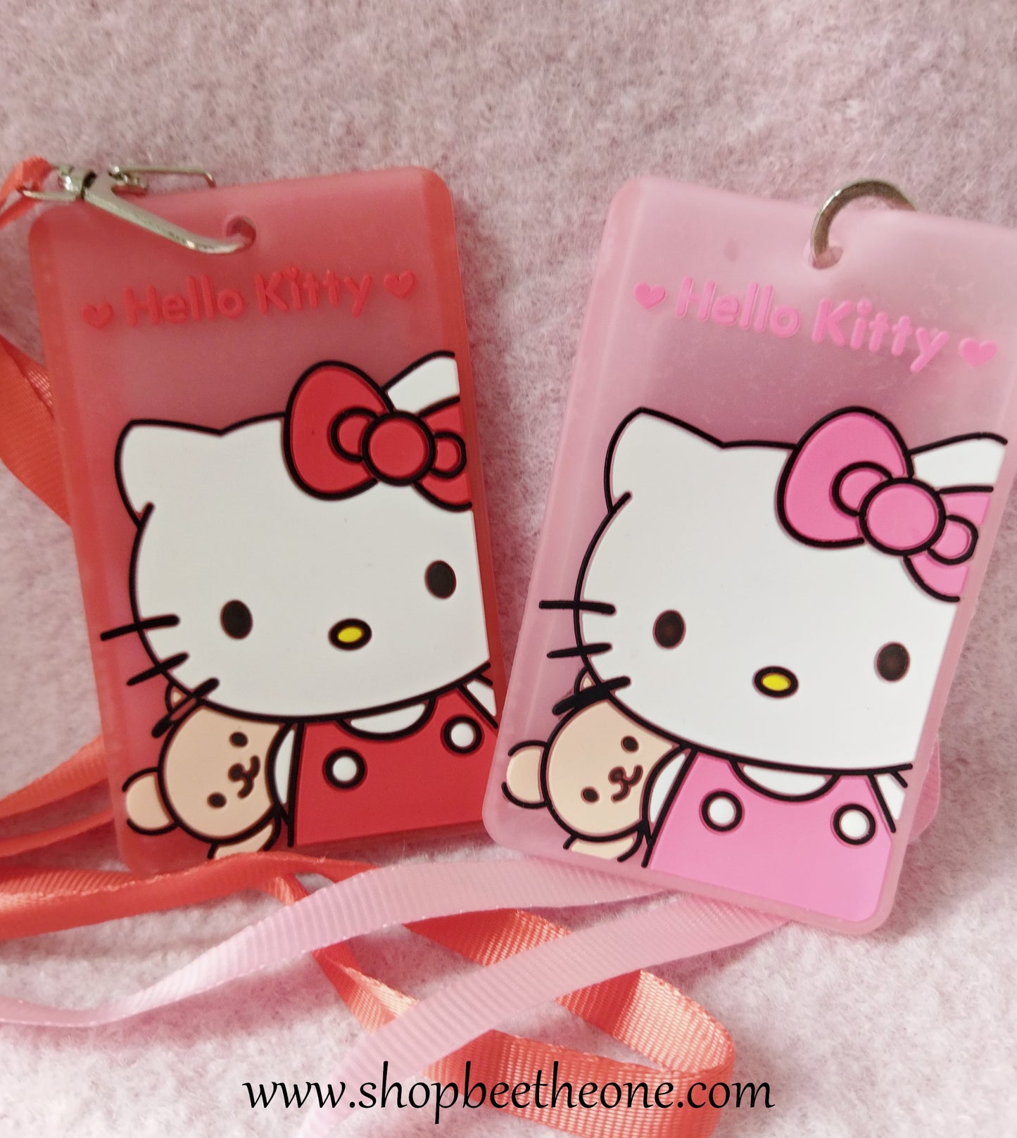 Porte-badges Chat blanc et nounours en silicone