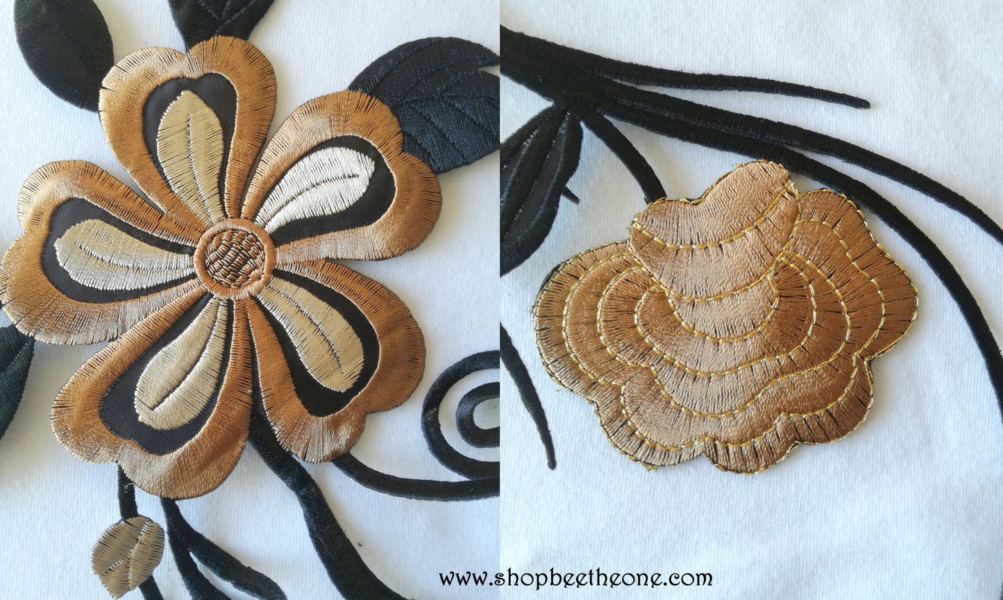 Maxi Applique broderie patch thermocollant Grandes Fleurs 28,5 x 18 cm (à coudre ou repasser) - 6 coloris au choix