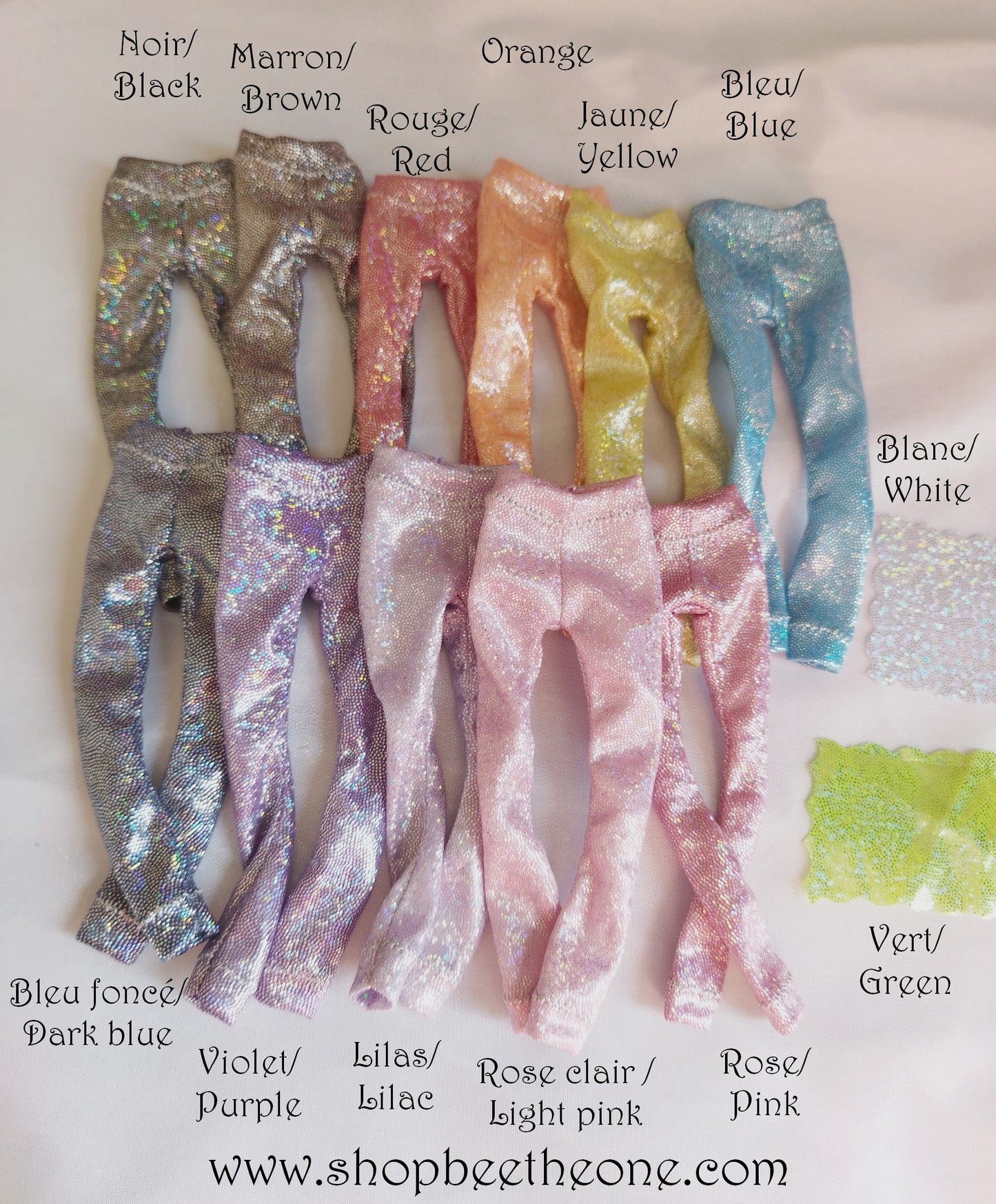 Pantalon collant leggings 7/8 imprimé holographique pour poupées Monster High - 6 tailles - 13 coloris - Collection Basics - par Bee the One