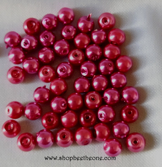 Lot de 5 Perles rondes en plastique - 5-6 mm - mélange camaïeu de rose foncé