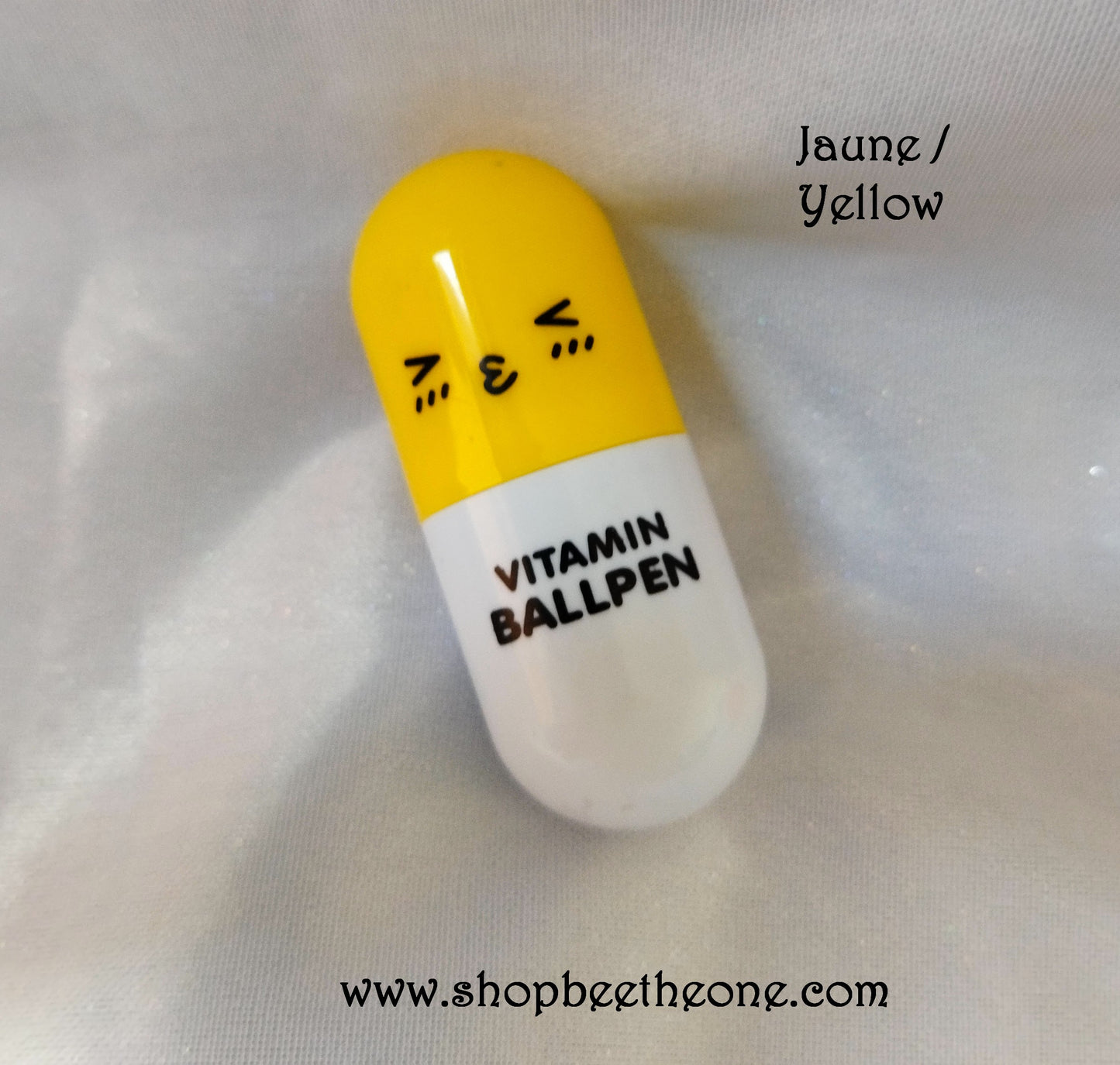 Stylo à bille kawaii "Pilule de vitamine" fluo - Encre bleue - 3 modèles