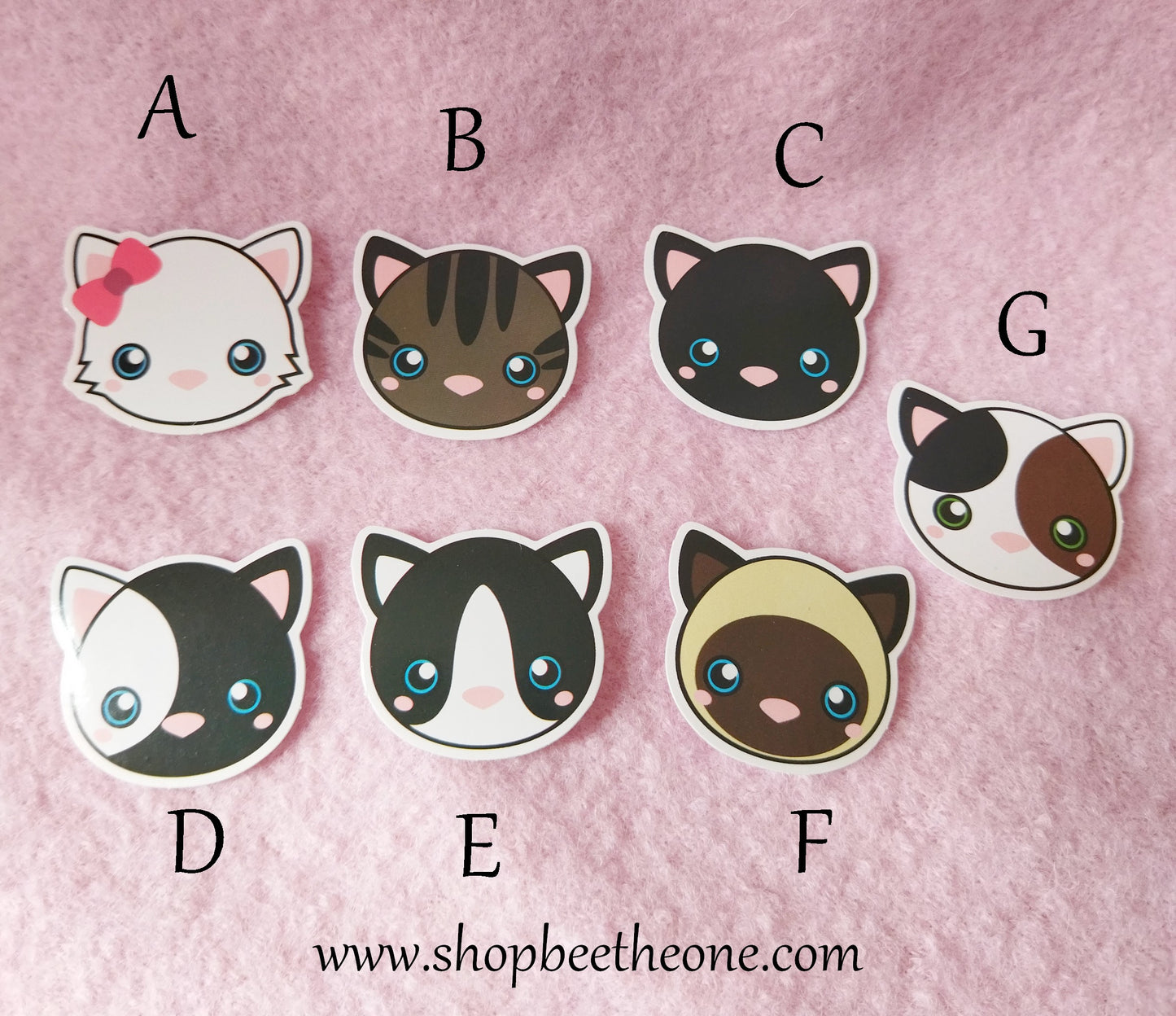 Sticker autocollant "Tête de Chat kawaii" sur papier glacé - 7 modèles