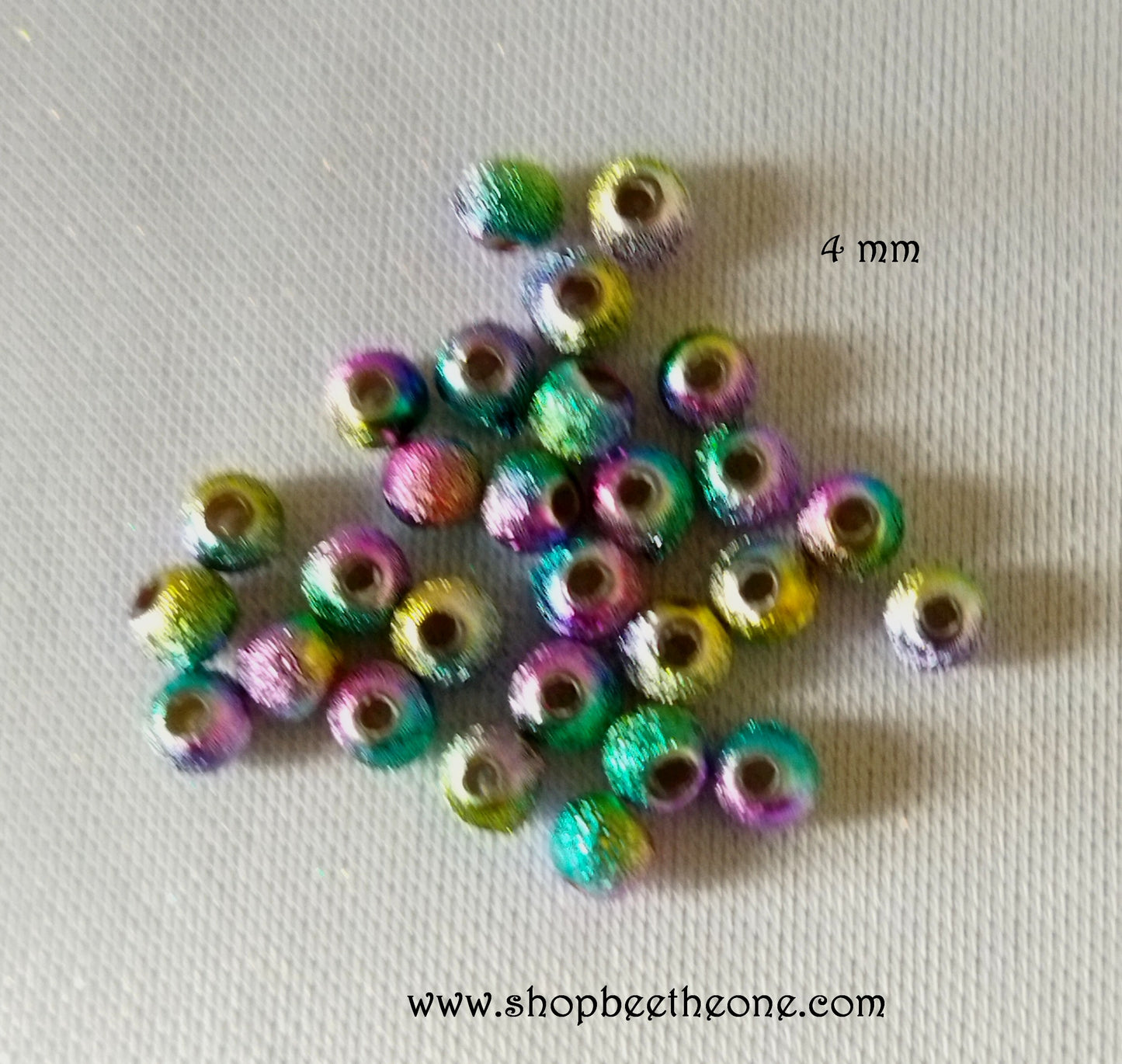 Perle ronde en plastique effet "poussière d'étoile" - 4 mm ou 9 mm - Arc-en-ciel