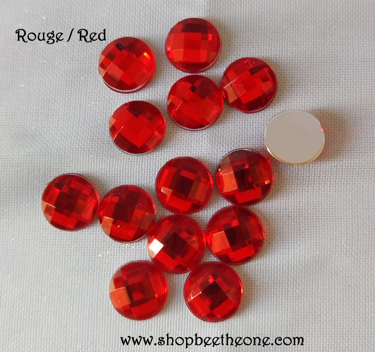 Cabochon strass demi-perle rond à facettes - 10 mm - 15 coloris