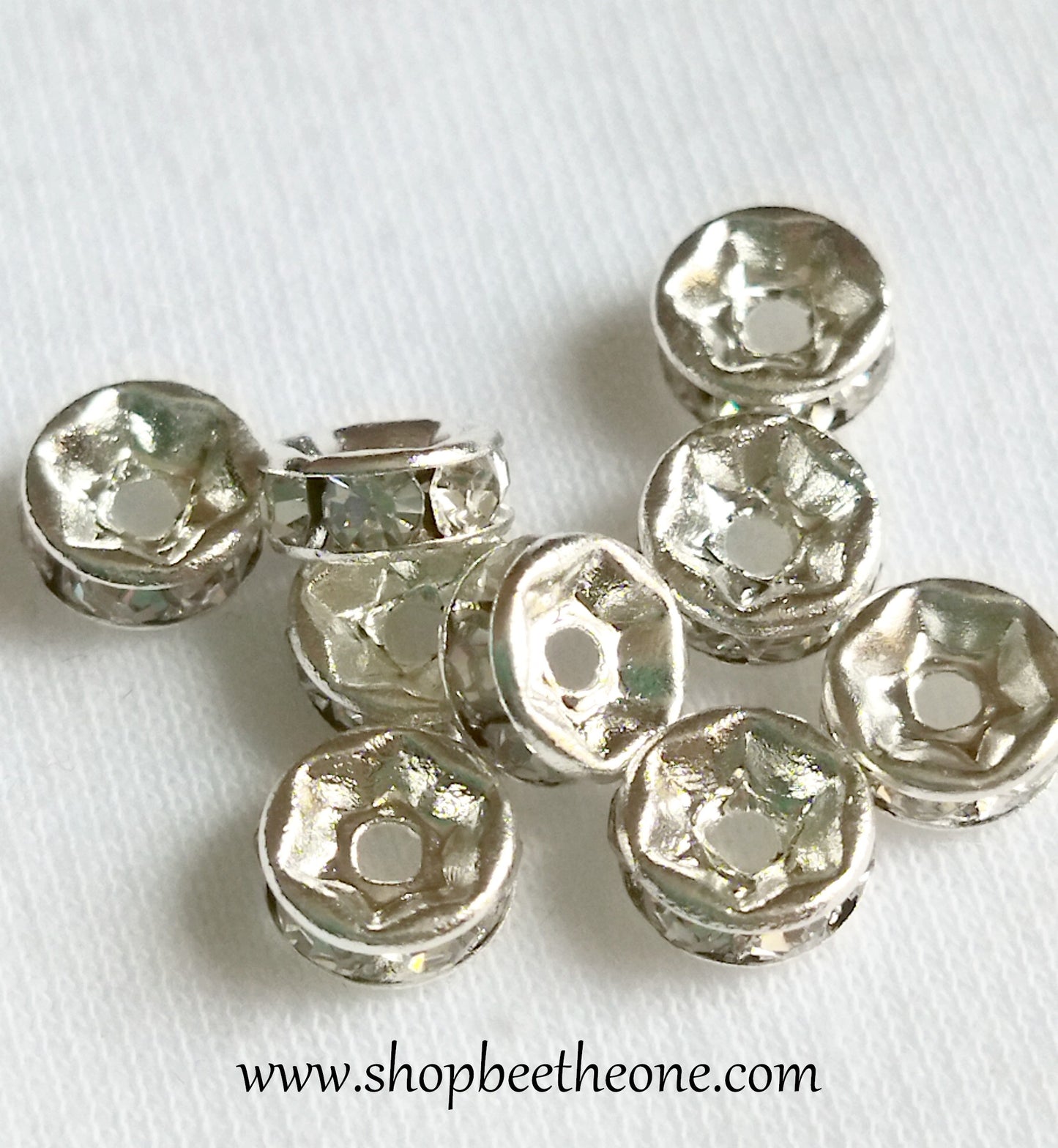 Mini Perle rondelle intercalaire ronde à strass - 6 mm - trou 1,5 mm