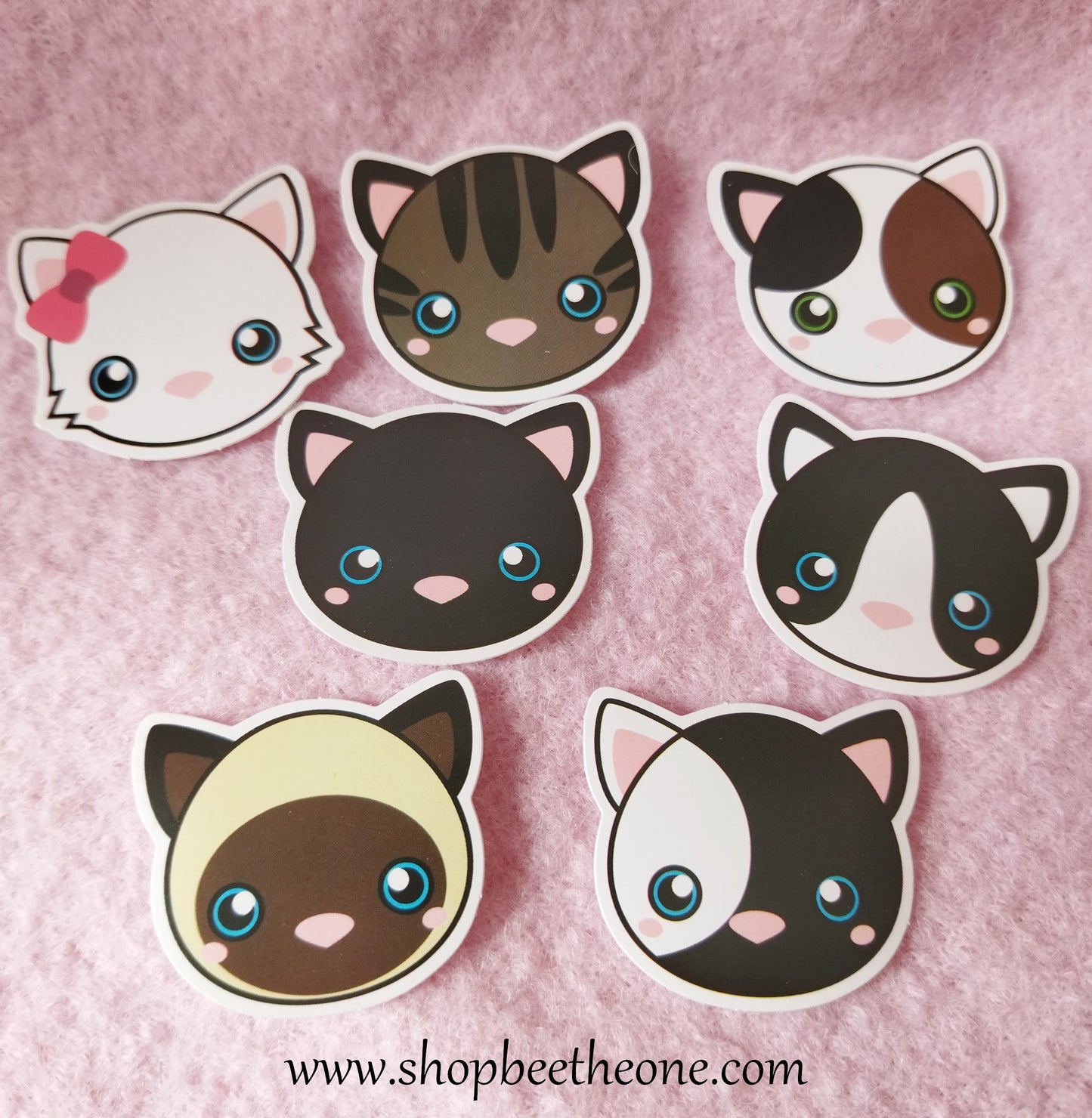 Sticker autocollant "Tête de Chat kawaii" sur papier glacé - 7 modèles