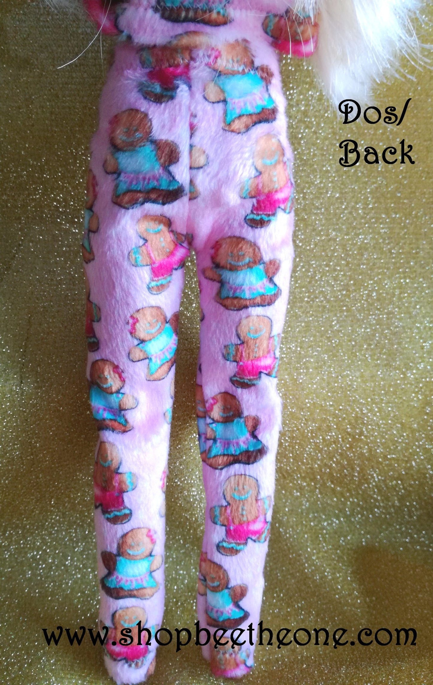 Pyjama de Noël (Pantalon) "Bonhommes pain d'épice" tout doux, pour poupées Barbie - 4 tailles - tissu exclusif - Collection Noël