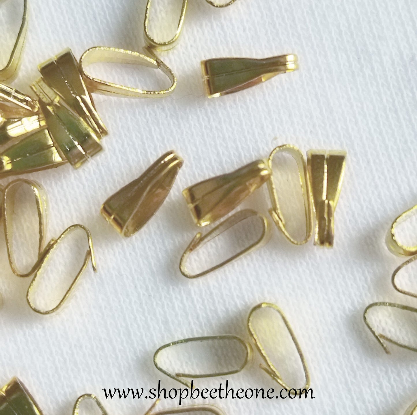 Lot de 10 Connecteurs Bélières en métal (accroche pour breloque ou pendentif) - Doré