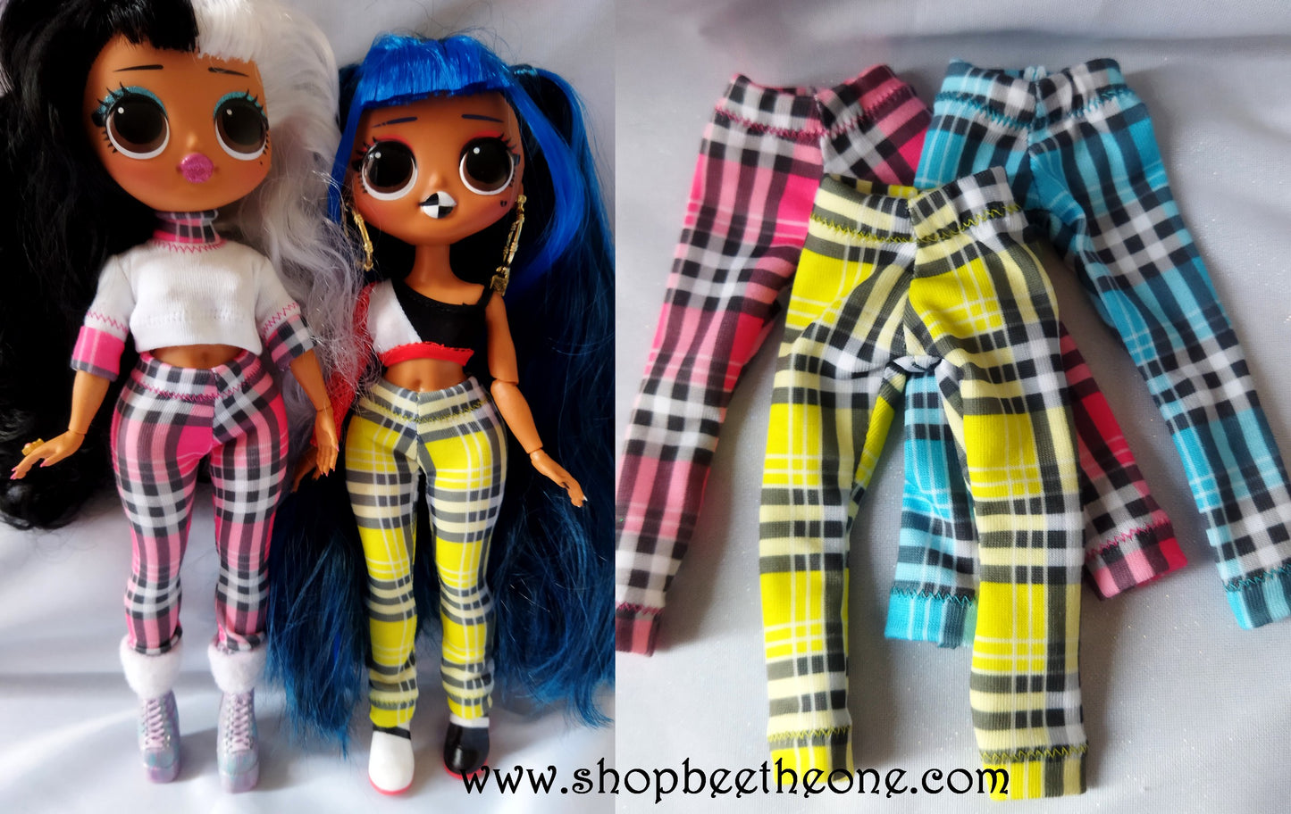 Pantalon collant leggings long motif tartan pour poupées L.O.L Surprise! O.M.G - 3 coloris - par Bee the One - Collection Basics