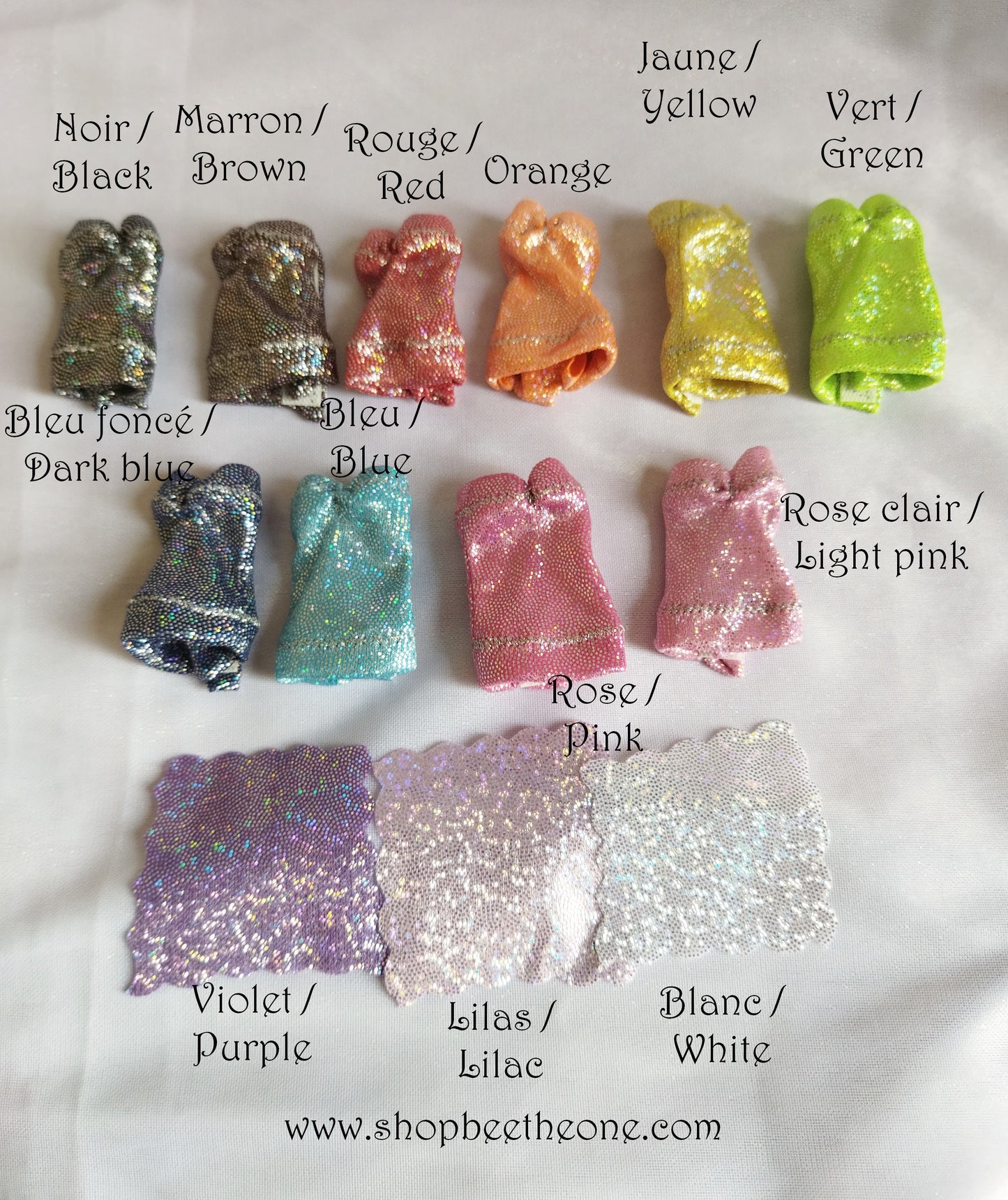 Bustier Sirène imprimé holographique pour poupées Monster High/Ever After High/Winx Club (Mattel) - 3 tailles - 13 coloris - Collection Basics - par Bee the One