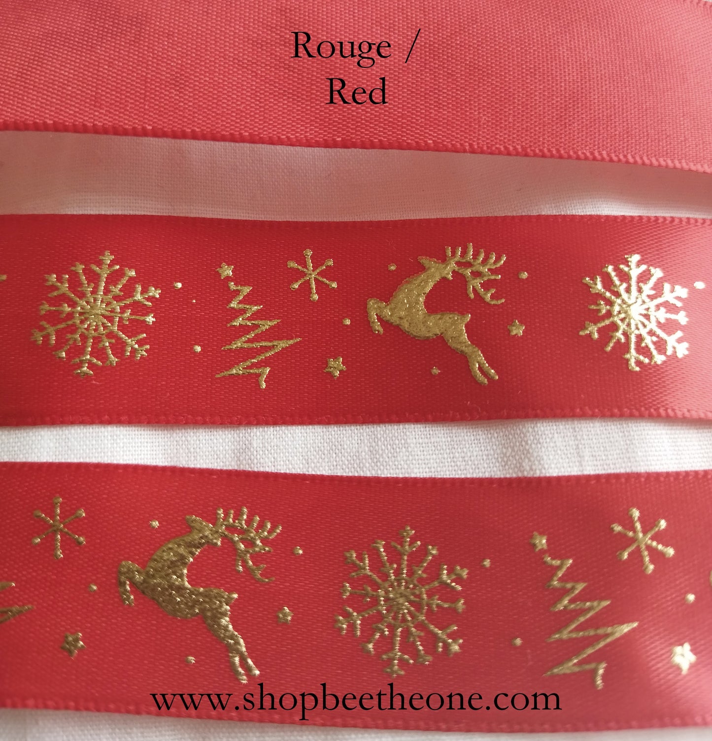 Ruban de satin brillant "Motifs de Noël" - 25 mm x 1 m - Simple face - 2 coloris