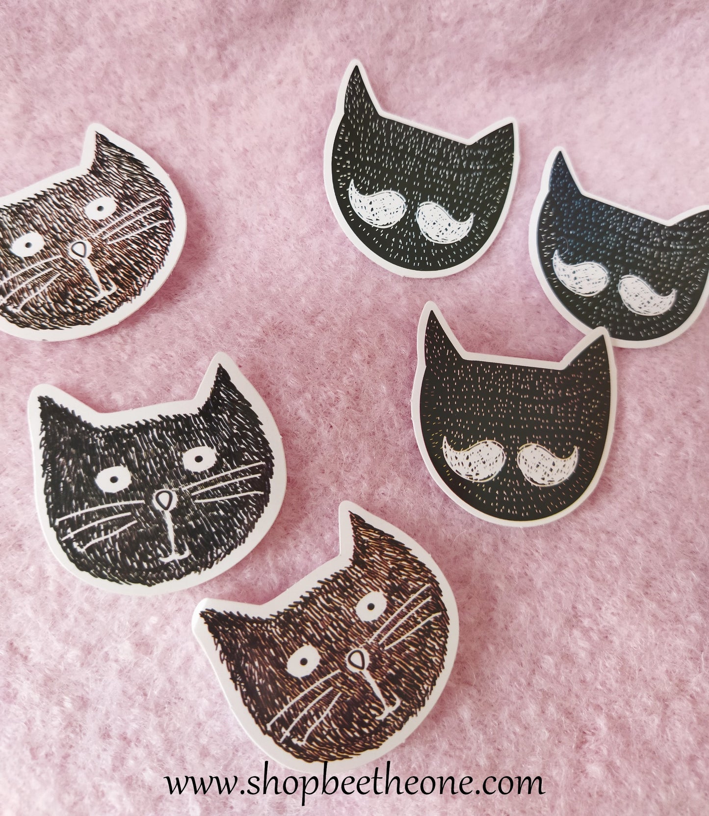 Sticker autocollant "Tête de Chat poilu" sur papier glacé - 4 modèles