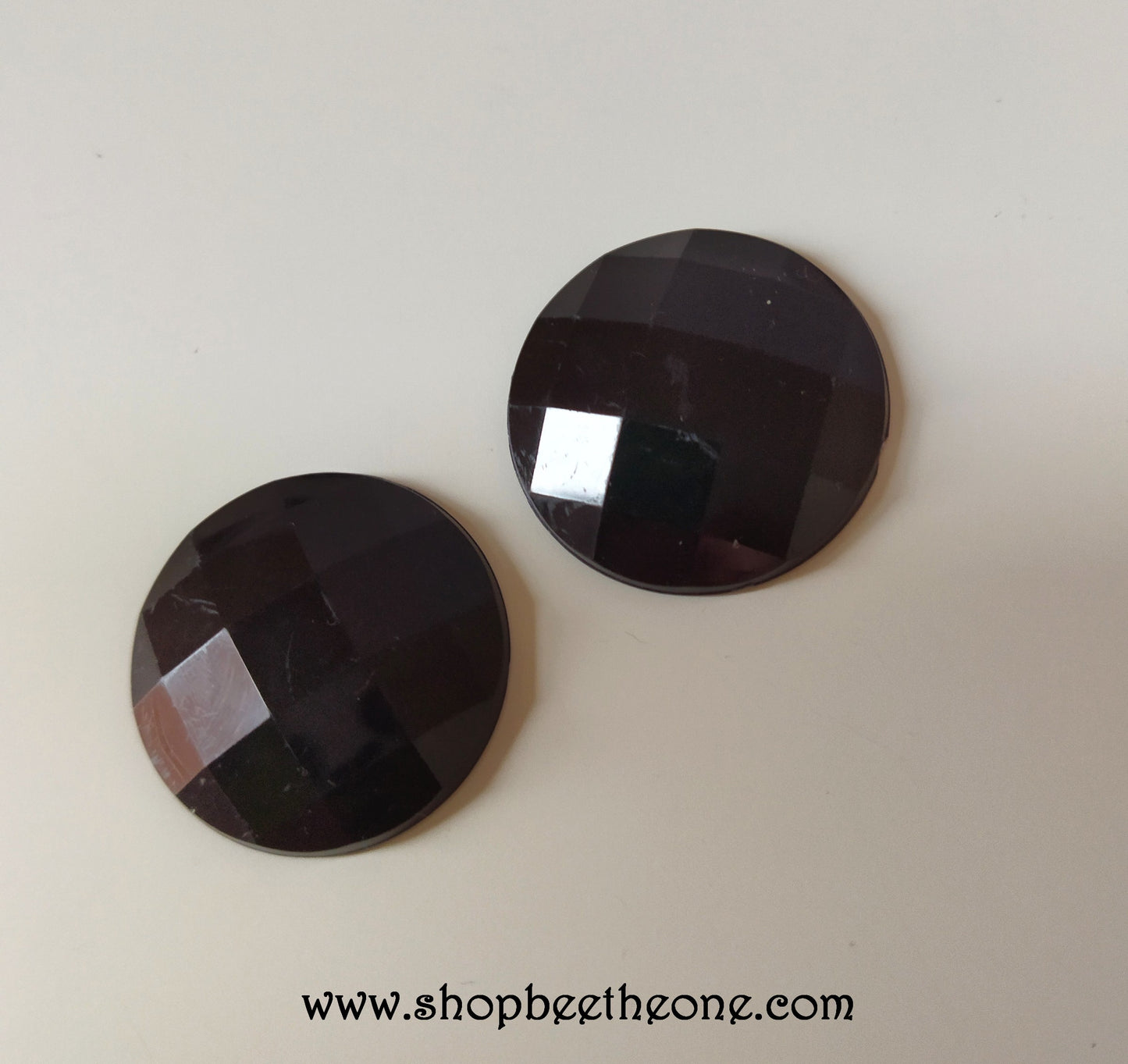 Cabochon strass demi-perle rond à facettes - 30 mm - 2 coloris