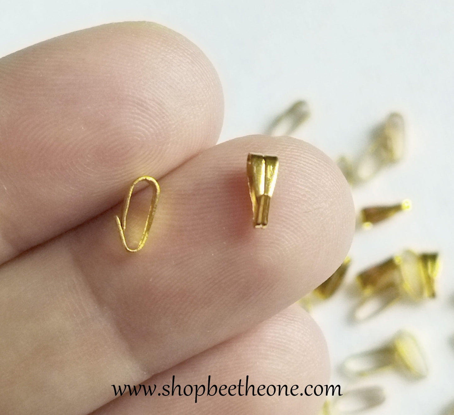 Lot de 10 Connecteurs Bélières en métal (accroche pour breloque ou pendentif) - Doré