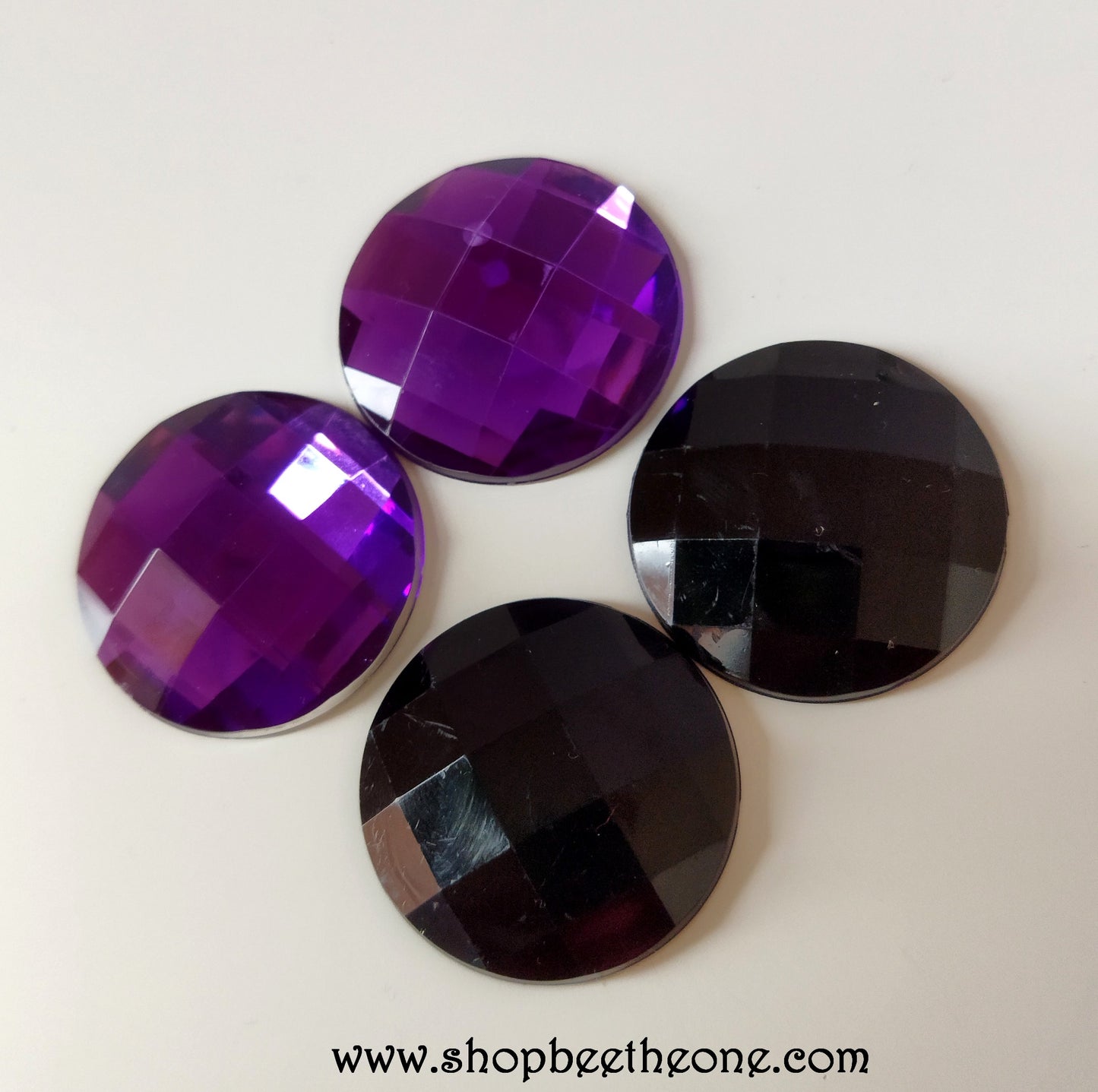 Cabochon strass demi-perle rond à facettes - 30 mm - 2 coloris