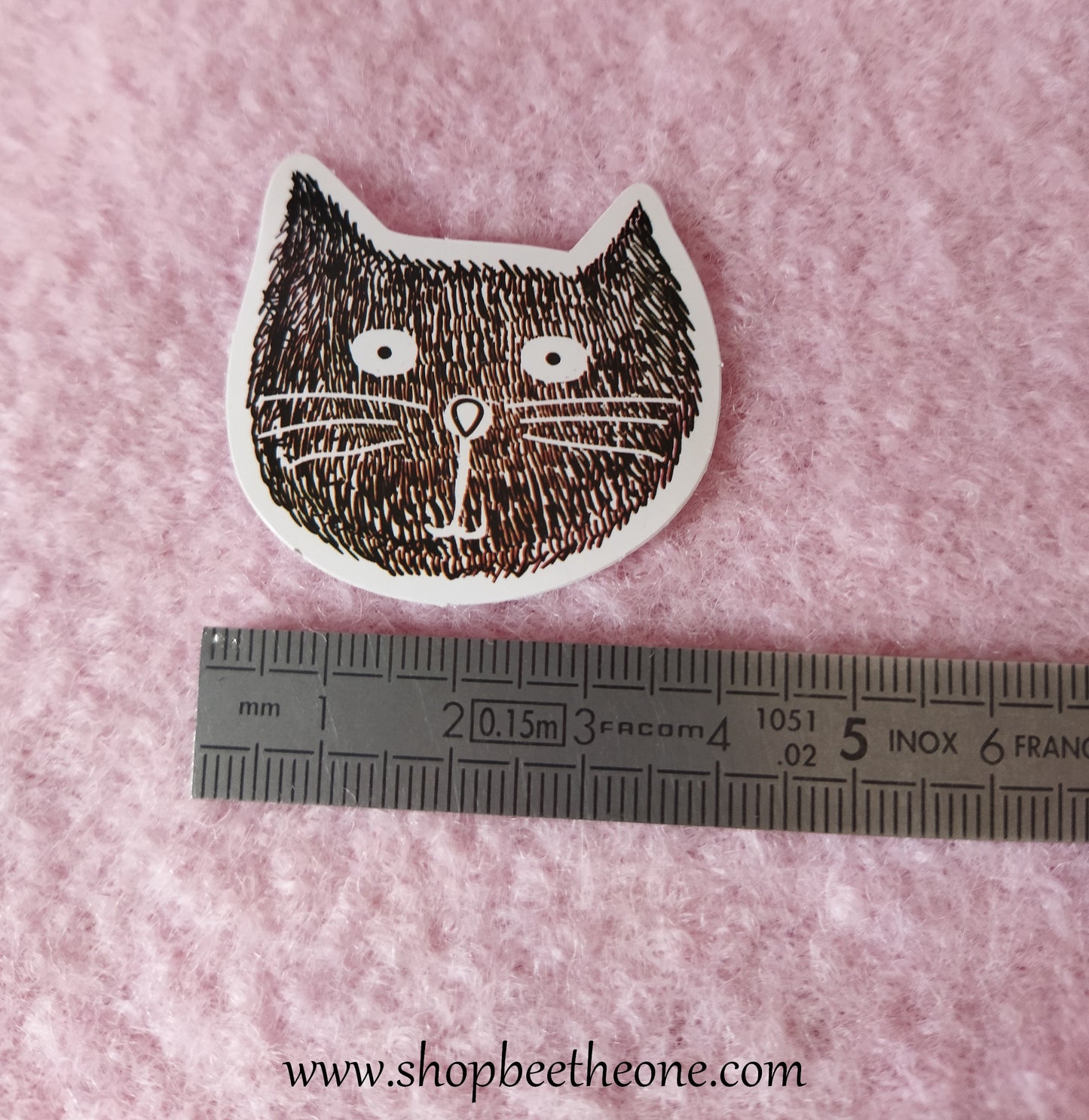Sticker autocollant "Tête de Chat poilu" sur papier glacé - 4 modèles