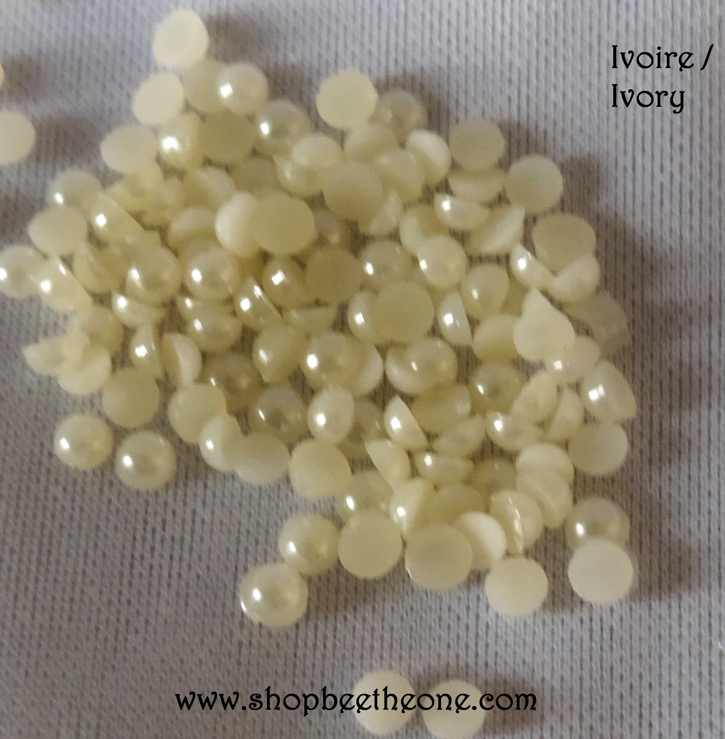 Lot de 50 Cabochons strass demi-perle ronds - 3 mm - Ivoire