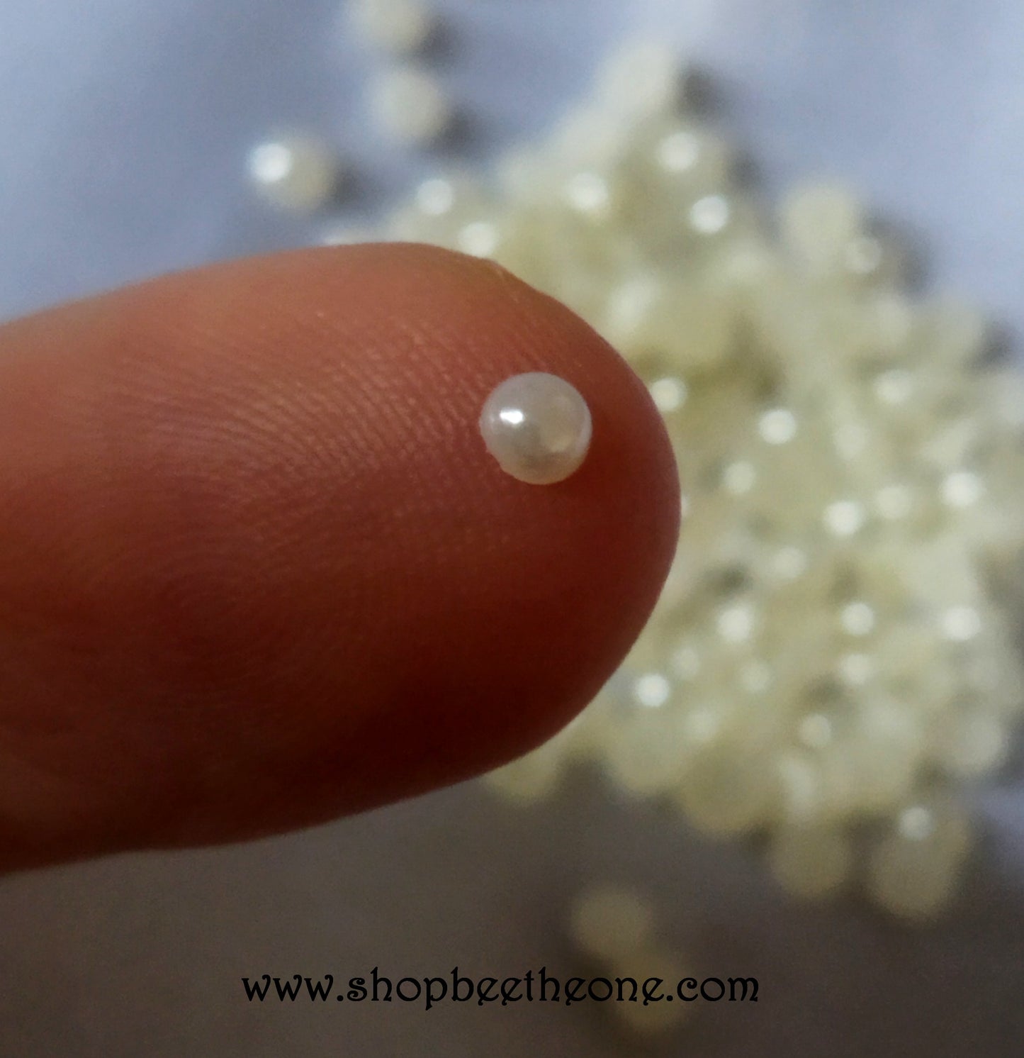 Lot de 50 Cabochons strass demi-perle ronds - 3 mm - Ivoire