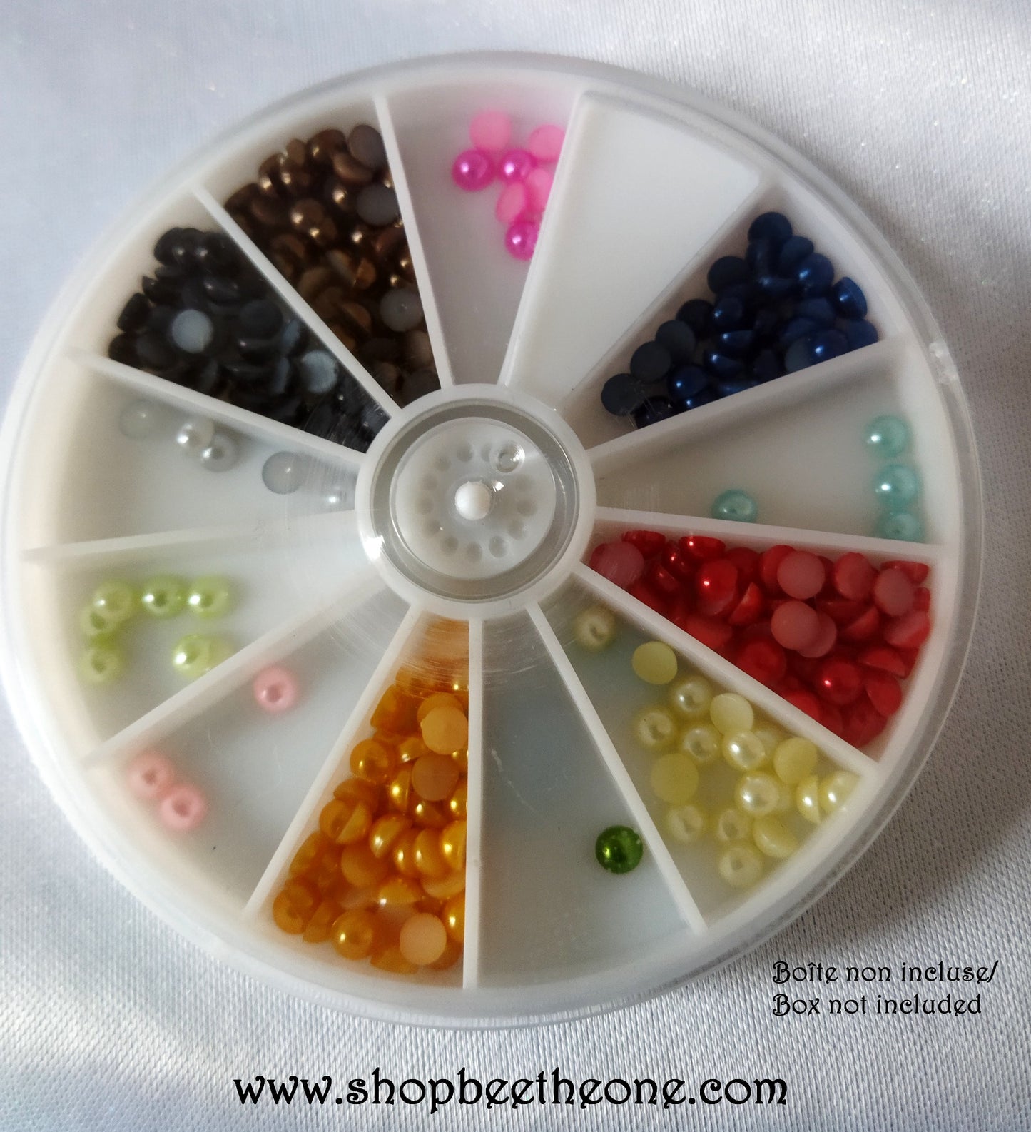 Lot de 50 Cabochons strass demi-perle ronds - 4 mm - 14 coloris