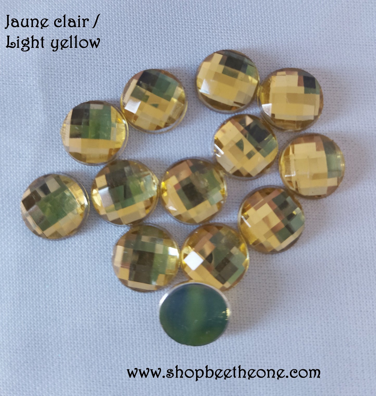 Cabochon strass demi-perle rond à facettes - 10 mm - 15 coloris
