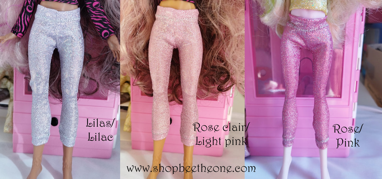 Pantalon collant leggings 7/8 imprimé holographique pour poupées Monster High - 6 tailles - 13 coloris - Collection Basics - par Bee the One