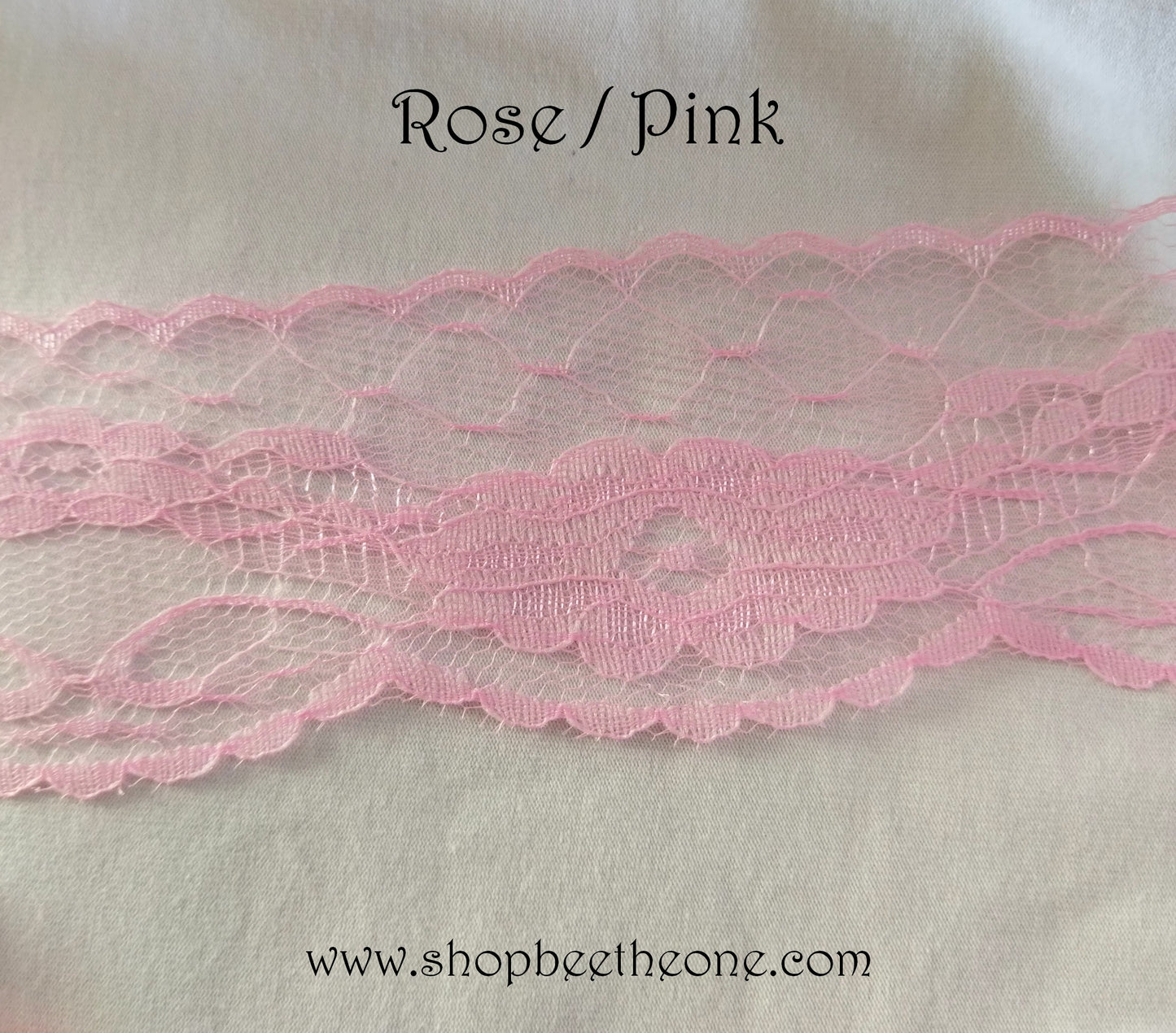 Ruban dentelle en polyester - 57 mm x 1 m - Bleu clair ou rose clair