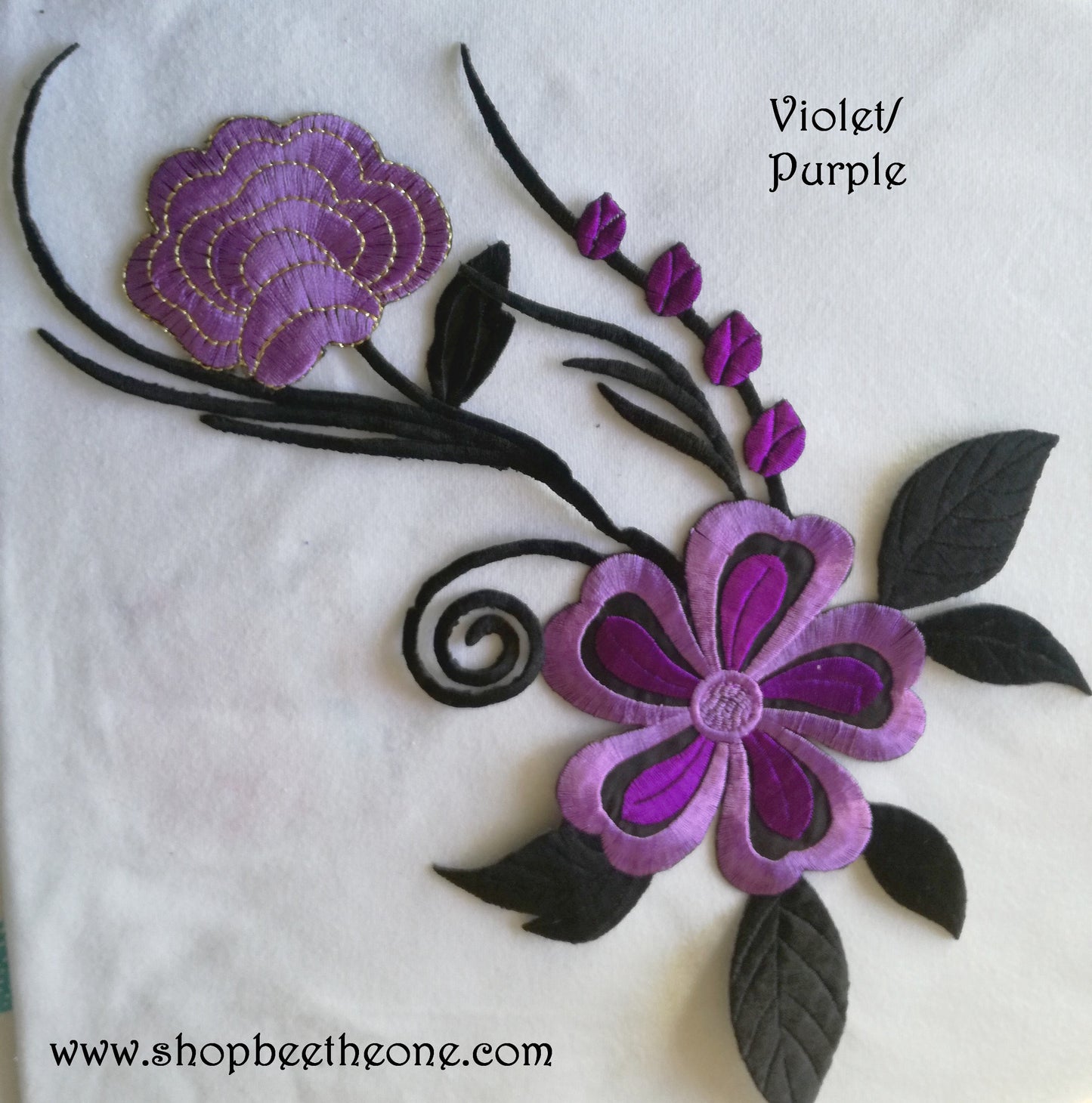 Maxi Applique broderie patch thermocollant Grandes Fleurs 28,5 x 18 cm (à coudre ou repasser) - 6 coloris au choix