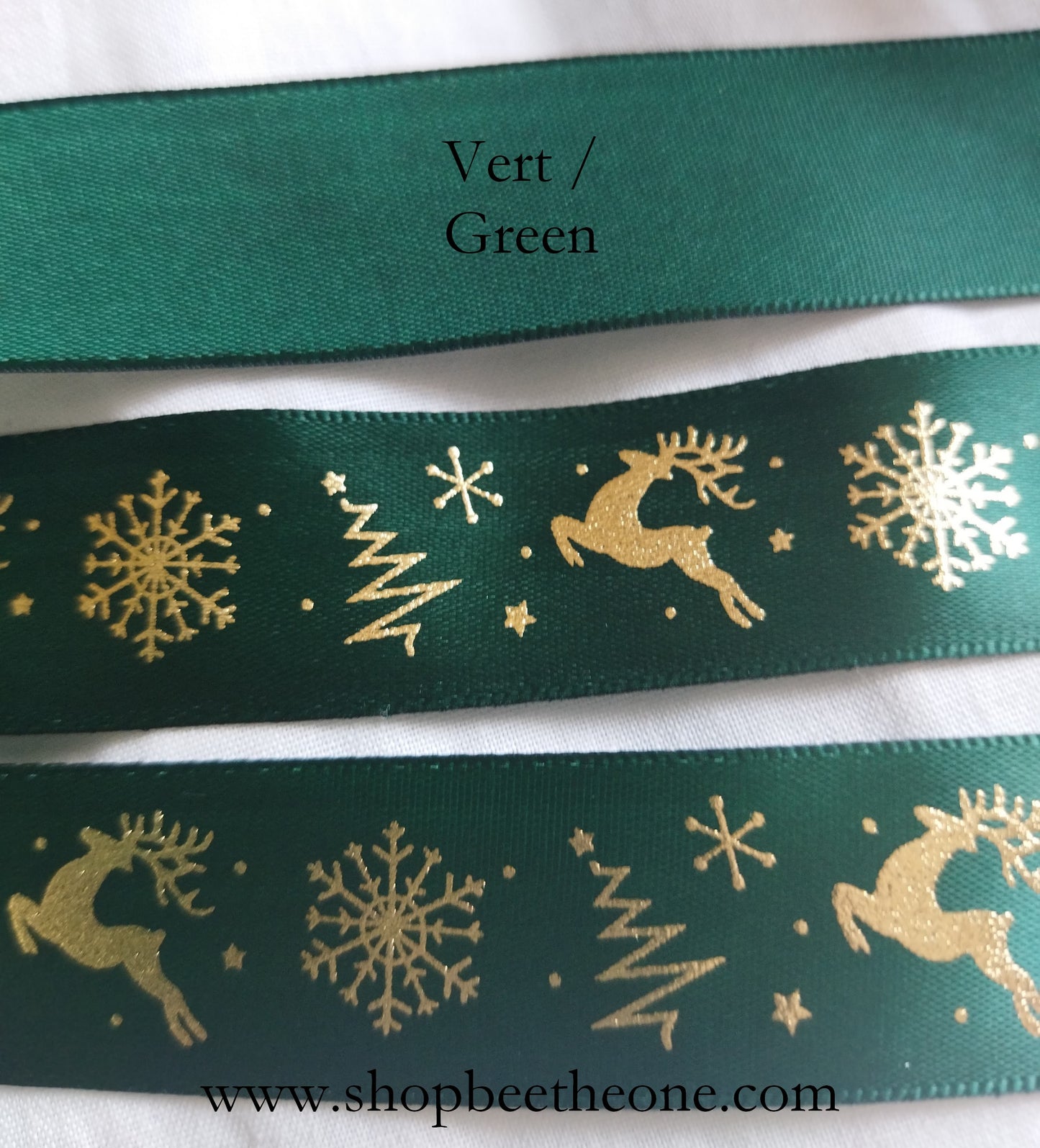 Ruban de satin brillant "Motifs de Noël" - 25 mm x 1 m - Simple face - 2 coloris