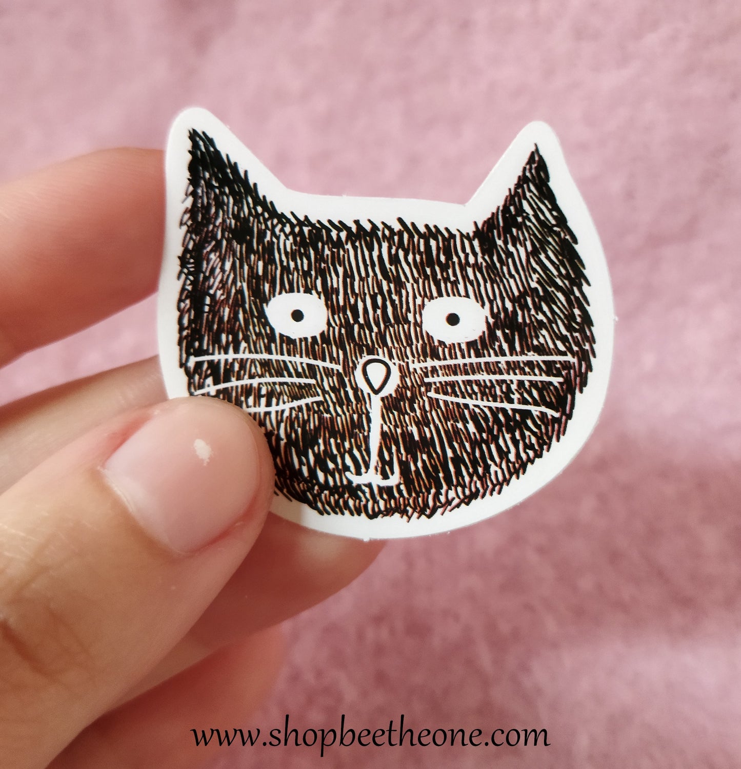 Sticker autocollant "Tête de Chat poilu" sur papier glacé - 4 modèles