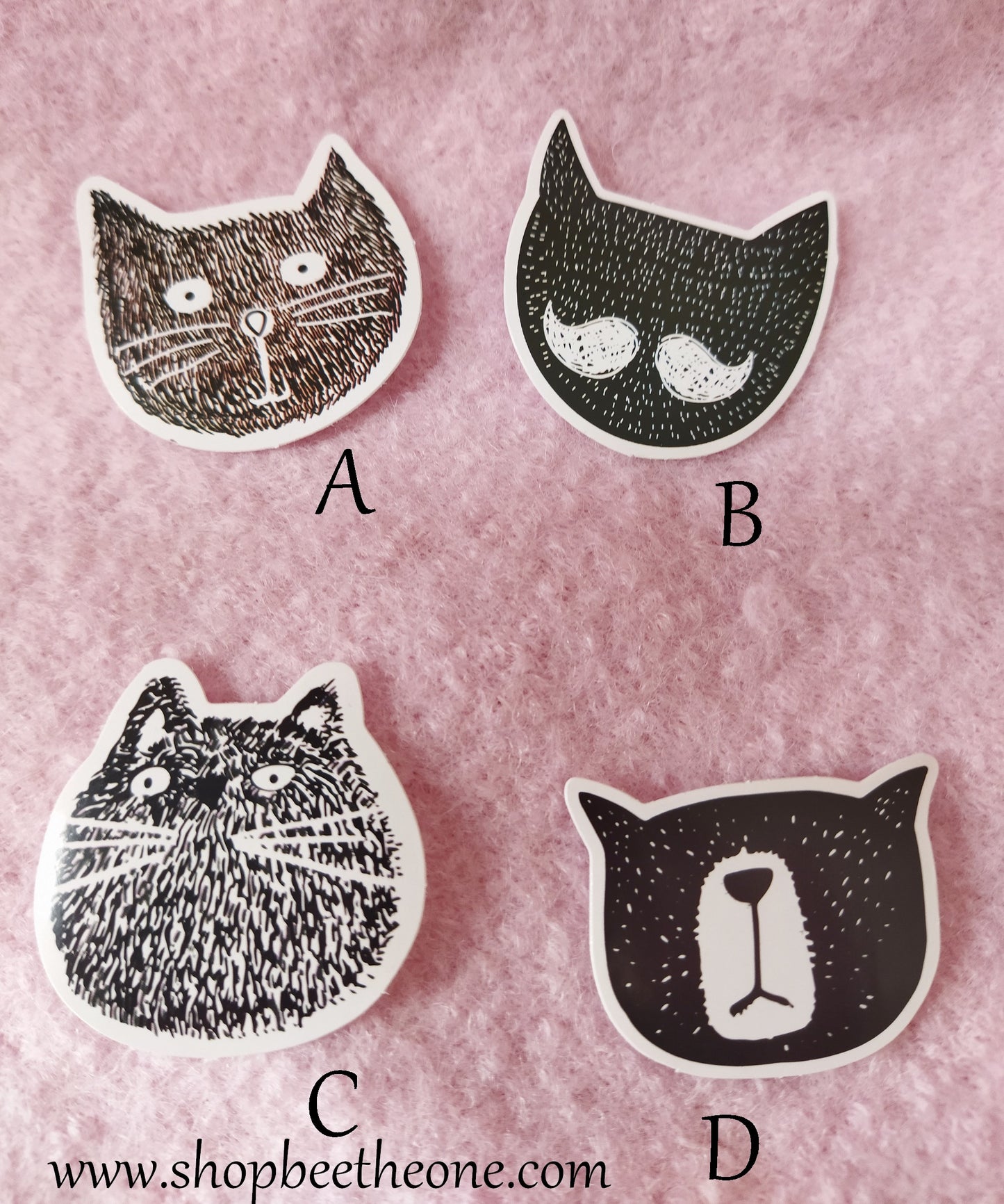 Sticker autocollant "Tête de Chat poilu" sur papier glacé - 4 modèles