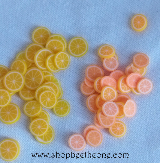 1 g (+/- 70 pièces) de Tranches de Fimo Pâte Polymère - Orange - 2 couleurs