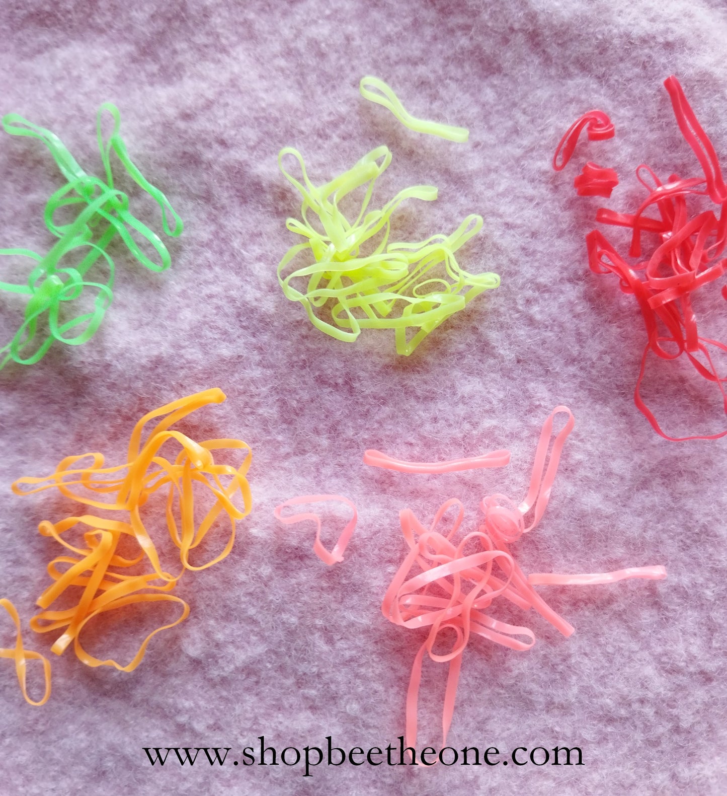 Lot de 15 Elastiques fins en caoutchouc, pour cheveux - 5 couleurs fluo au choix