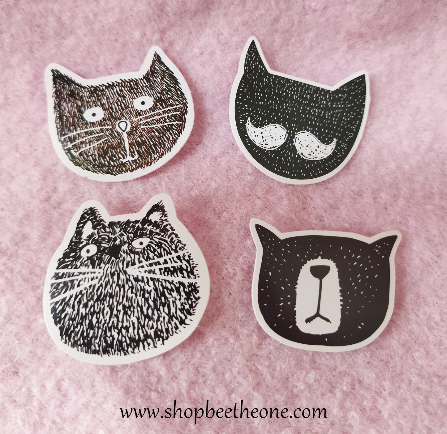 Sticker autocollant "Tête de Chat poilu" sur papier glacé - 4 modèles