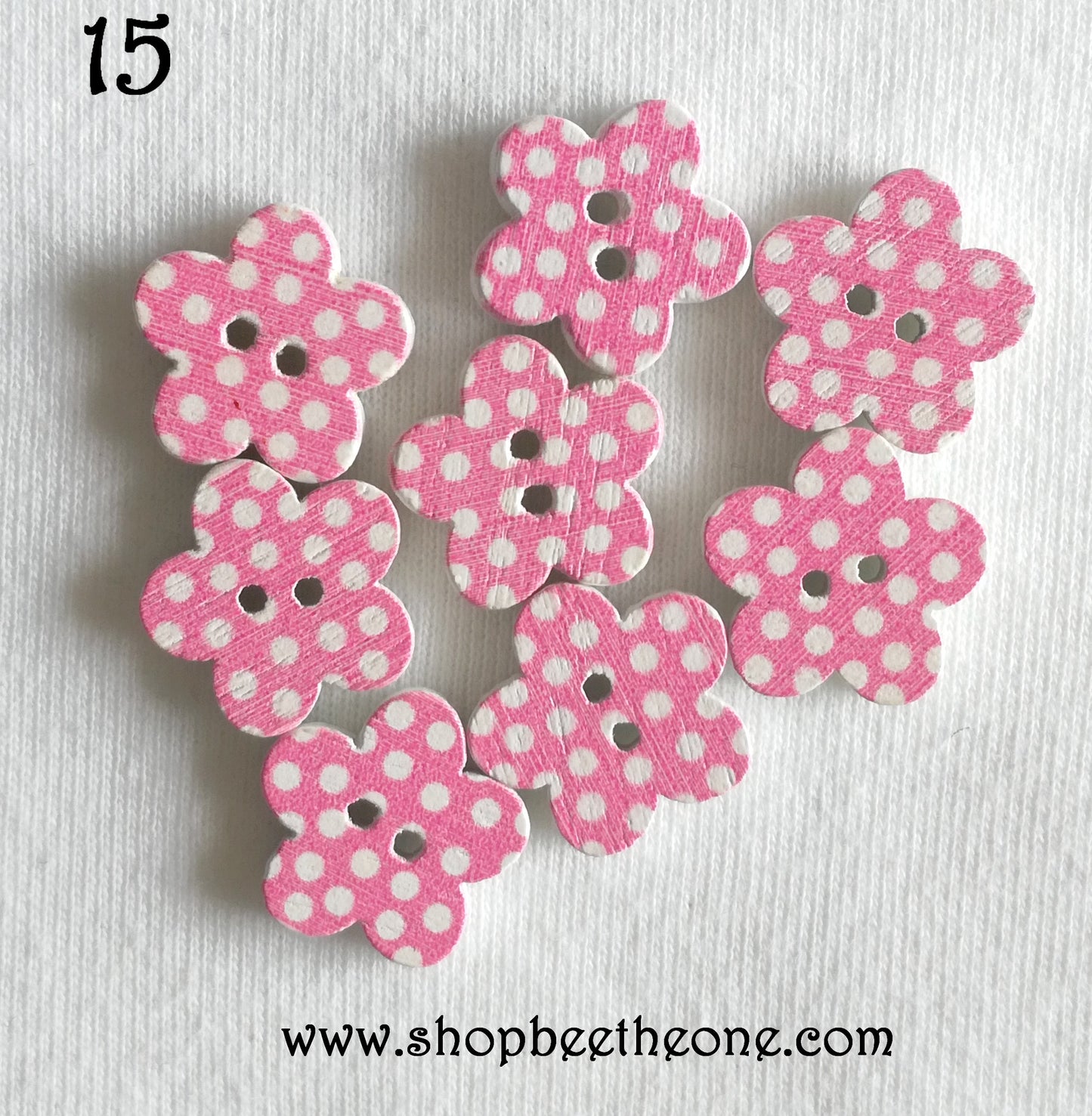 Bouton "Petite Fleur à pois" en bois - 16 coloris disponibles
