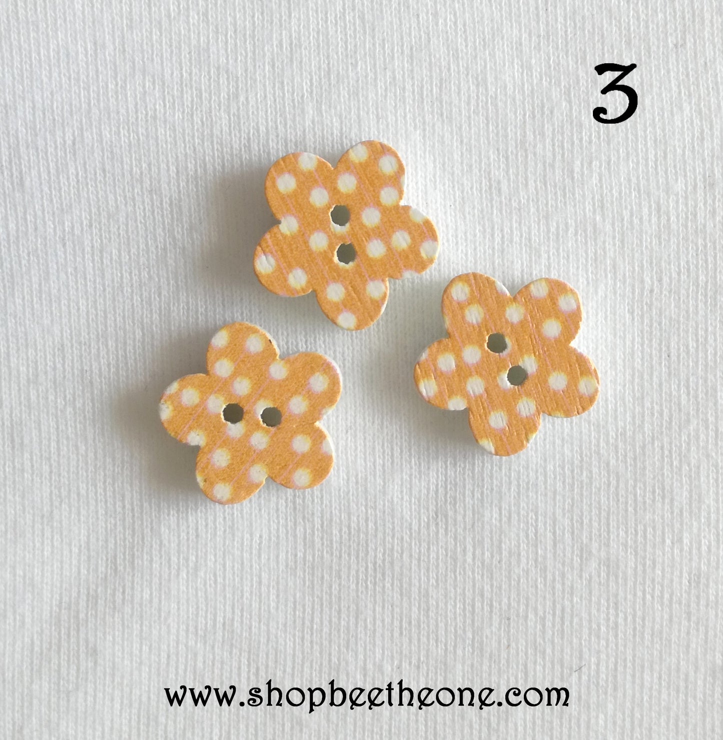 Bouton "Petite Fleur à pois" en bois - 16 coloris disponibles