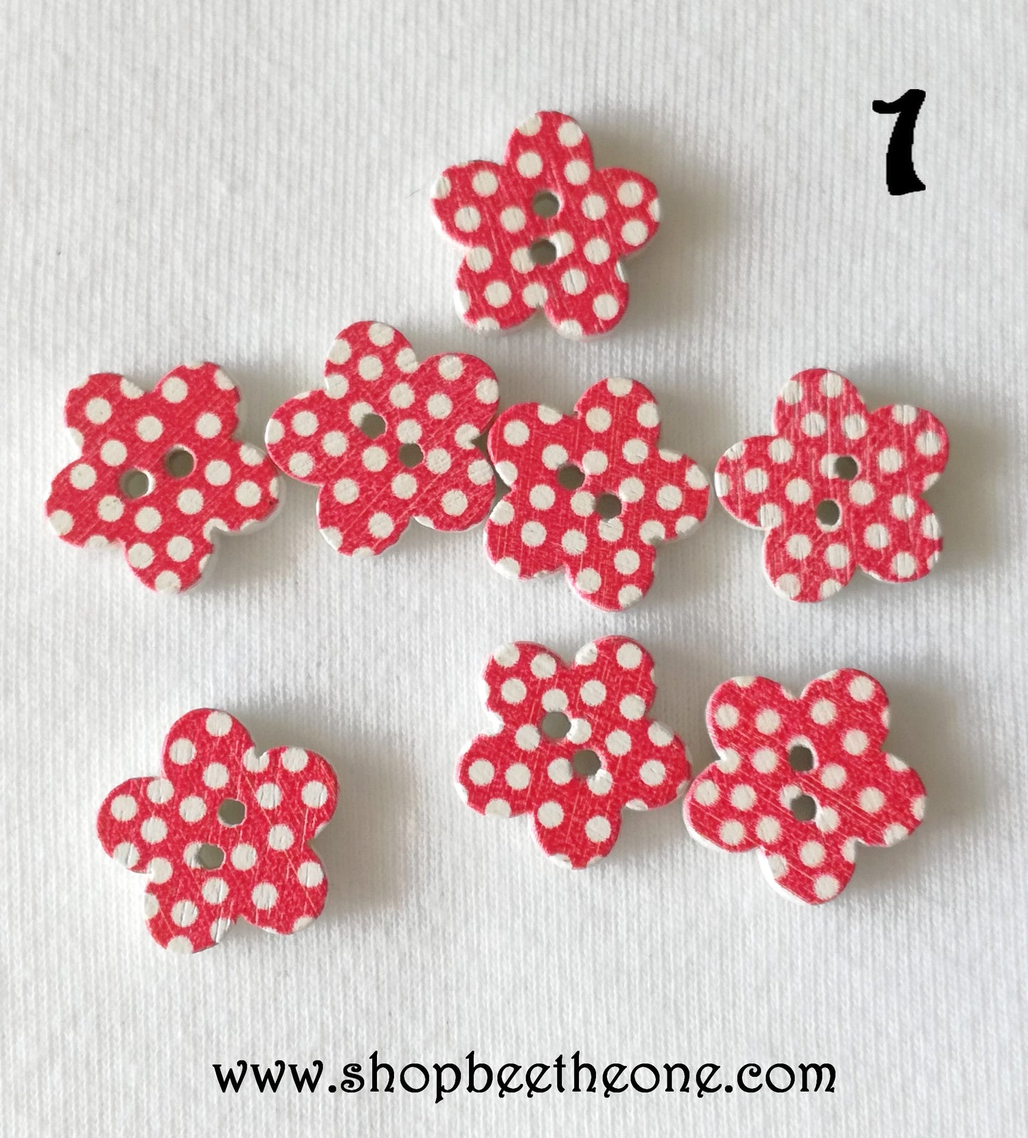 Bouton "Petite Fleur à pois" en bois - 16 coloris disponibles