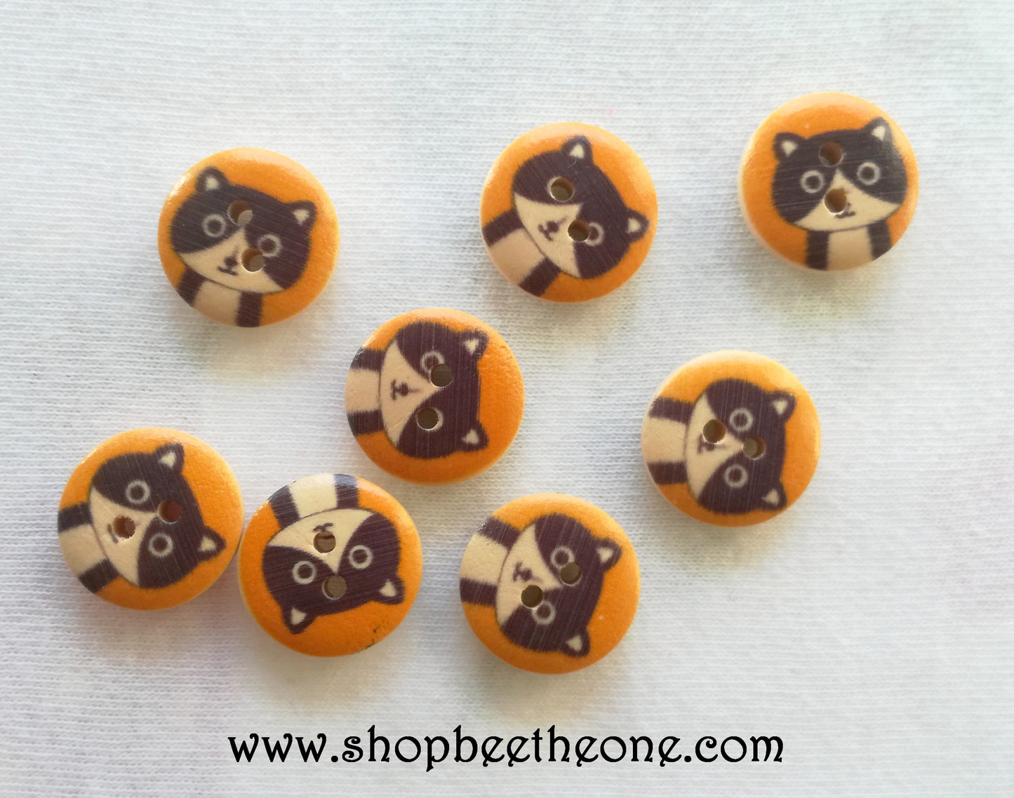 Bouton rond "Petit Chat" en bois - 15 mm - 7 coloris disponibles