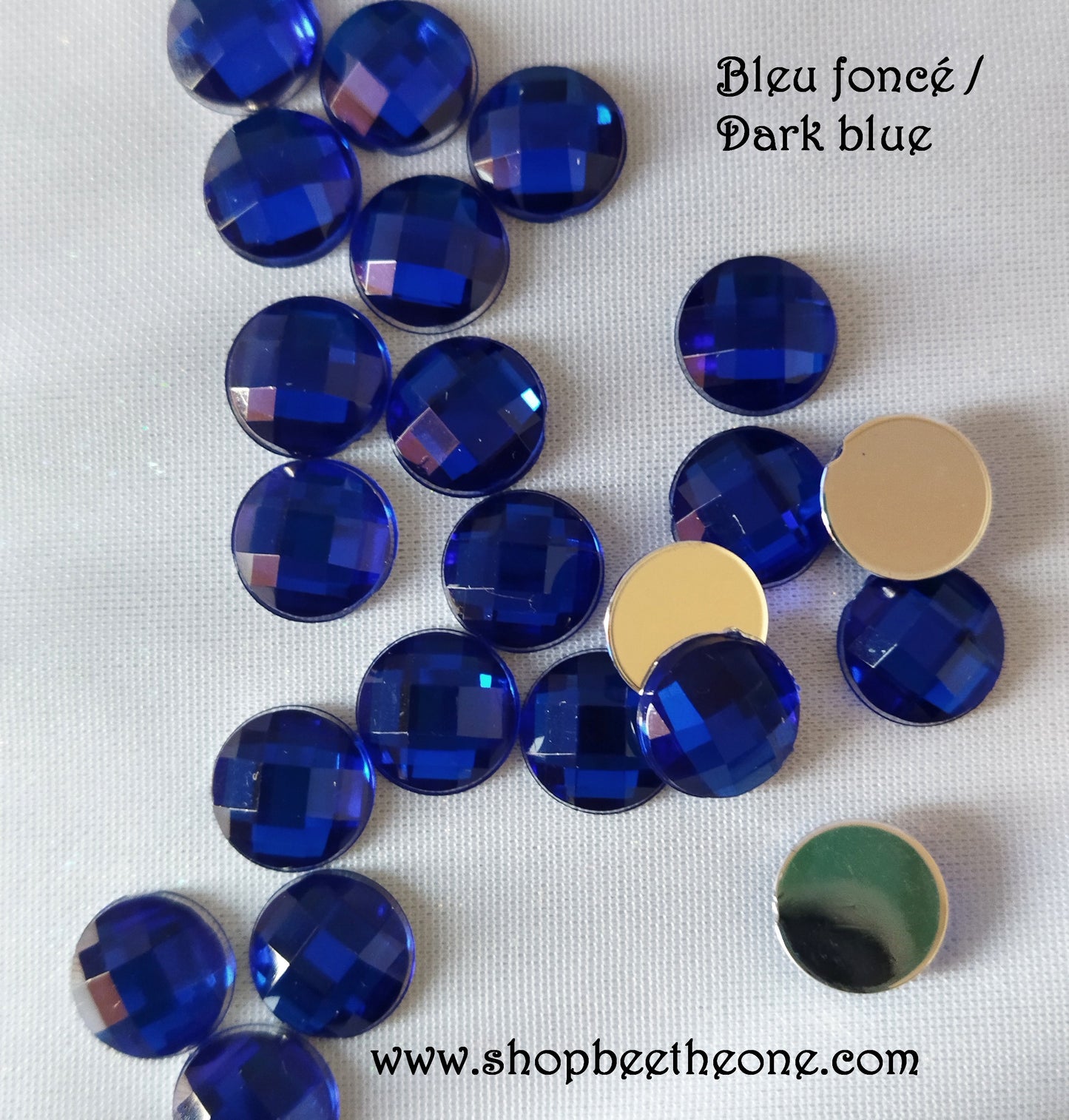 Cabochon strass demi-perle rond à facettes - 10 mm - 15 coloris