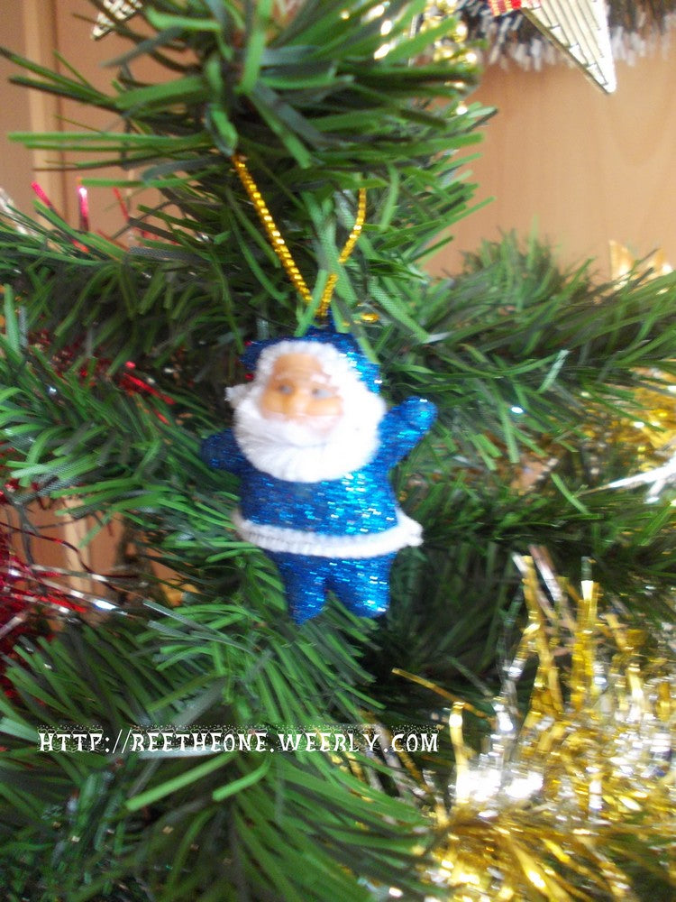 Lot de 6 Décorations Ornements pour Sapin de Noël - Assortiment de 6 Père Noël pailletés