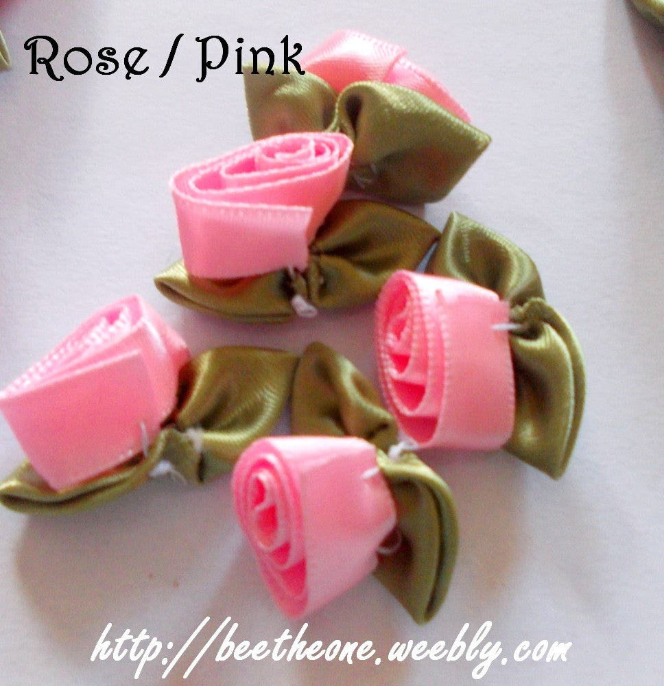 Applique fleur Rose en satin - 9 coloris