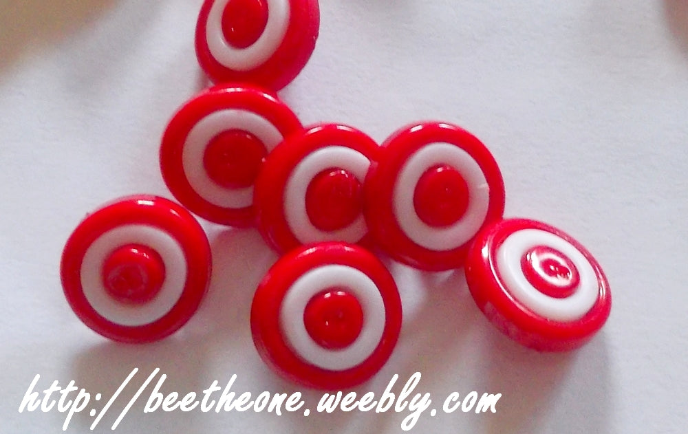 Bouton rond à queue en plastique anneau blanc - 13 mm - 19 coloris disponibles