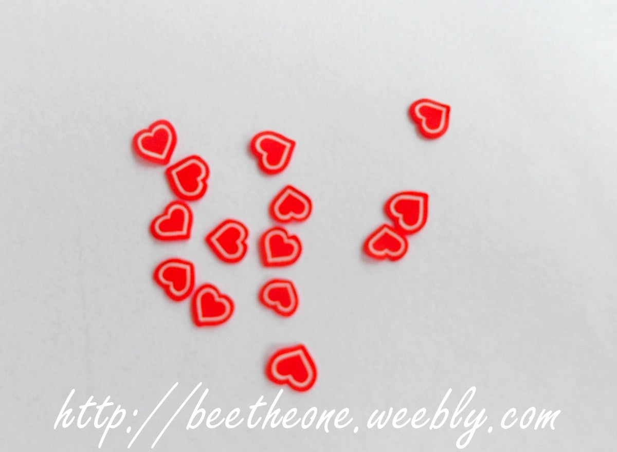 Lot de 10 Tranches de Cannes Bâton Fimo Pâte Polymère - Coeur bicolore (7 coloris disponibles)