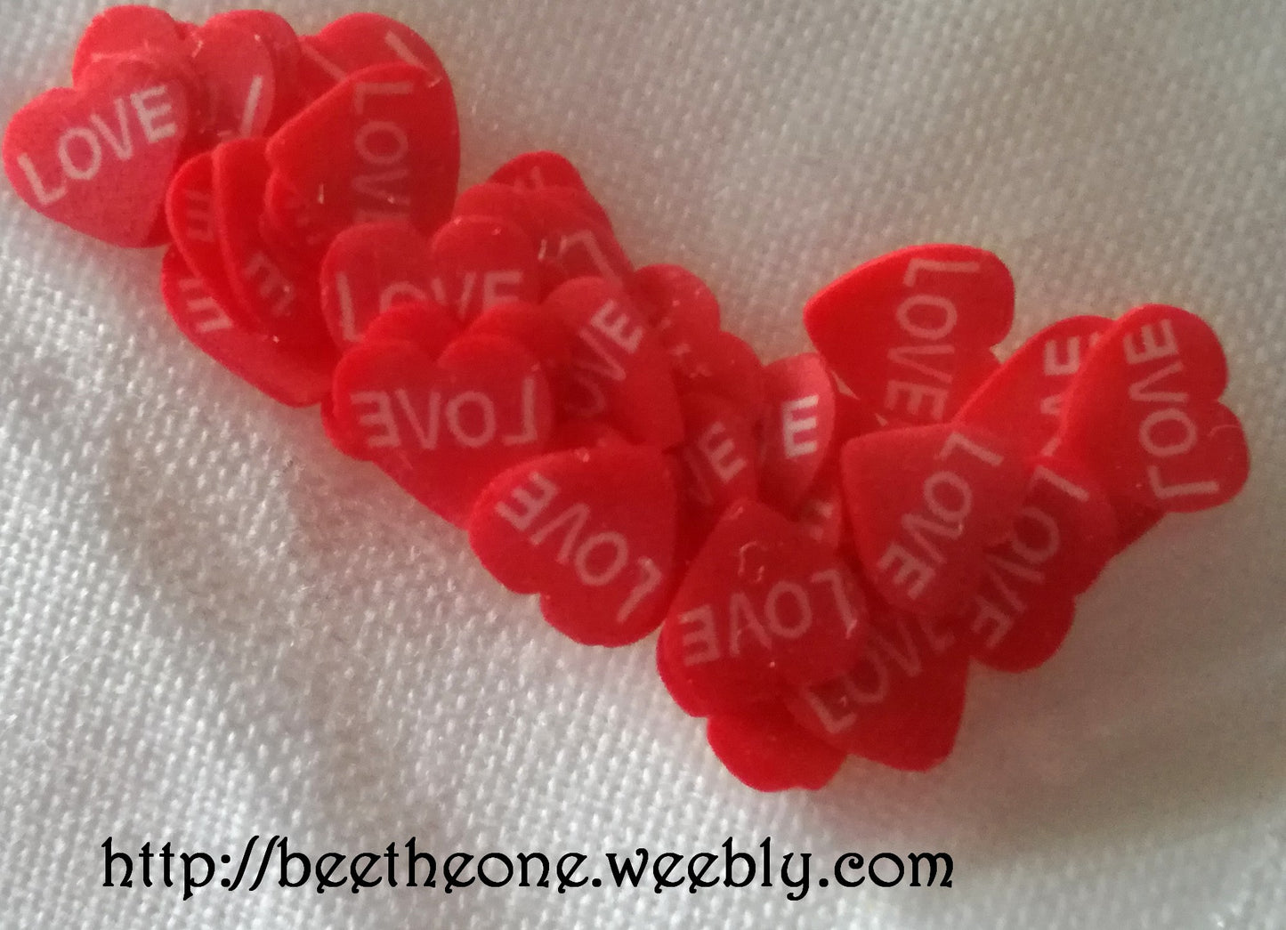 Lot de 10 Tranches de Cannes Bâton Fimo Pâte Polymère - Coeur Love (2 coloris disponibles)