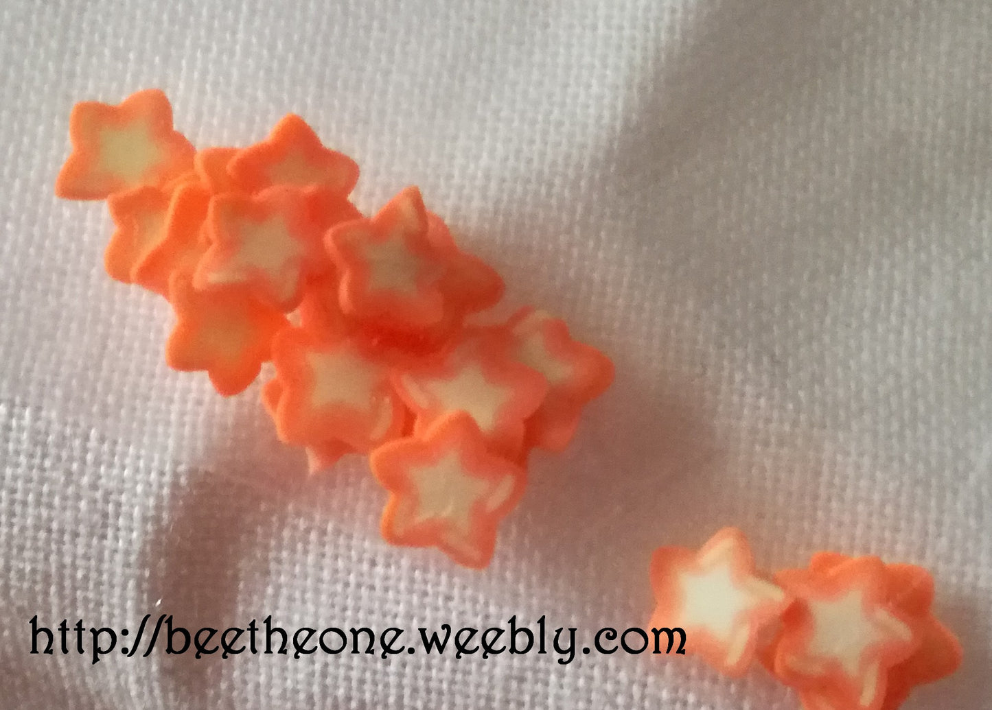 Lot de 10 Tranches de Cannes Bâton Fimo Pâte Polymère - Etoile bicolore striée de blanc (6 coloris disponibles)