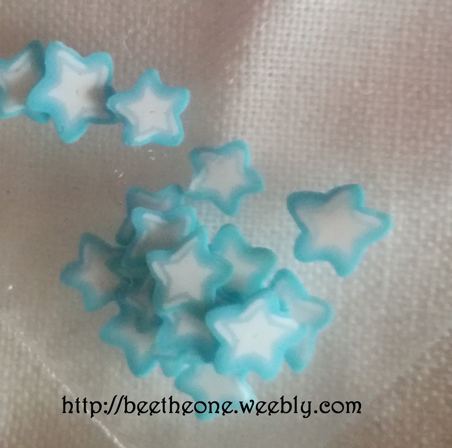 Lot de 10 Tranches de Cannes Bâton Fimo Pâte Polymère - Etoile bicolore striée de blanc (6 coloris disponibles)