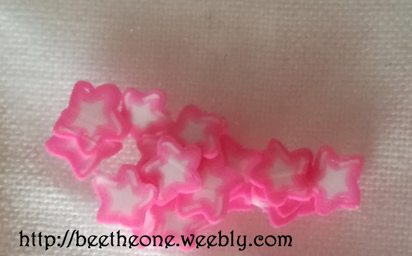 Lot de 10 Tranches de Cannes Bâton Fimo Pâte Polymère - Etoile bicolore striée de blanc (6 coloris disponibles)