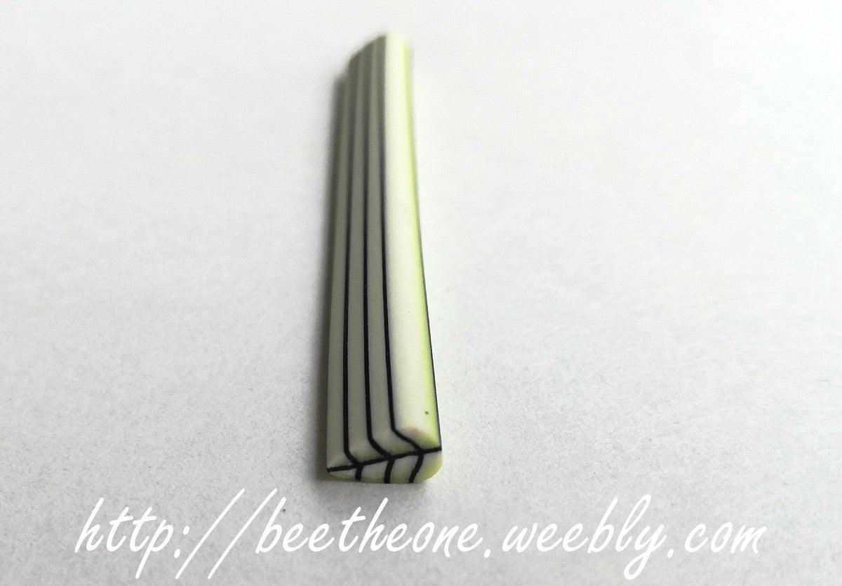 Canne Bâton Fimo Pâte Polymère - Plume/Feuille à nervure noire (3 coloris)