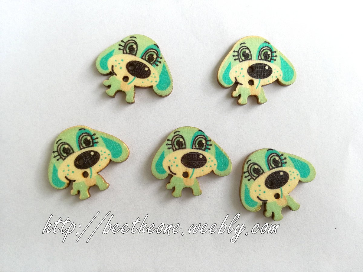 Bouton "Petit Chien" en bois - 30 mm - 6 coloris disponibles